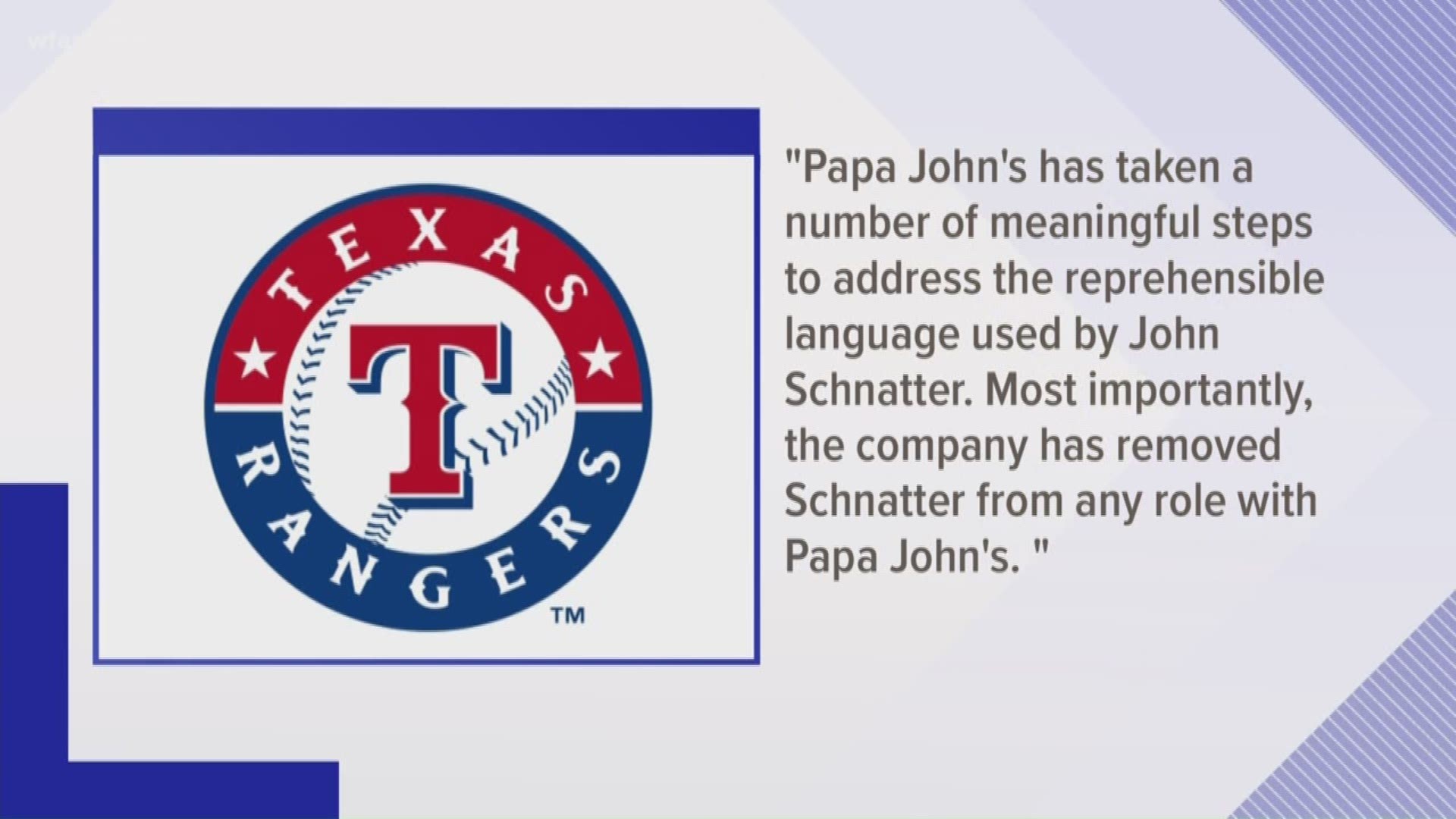 Texas Rangers resume Papa John's partnership