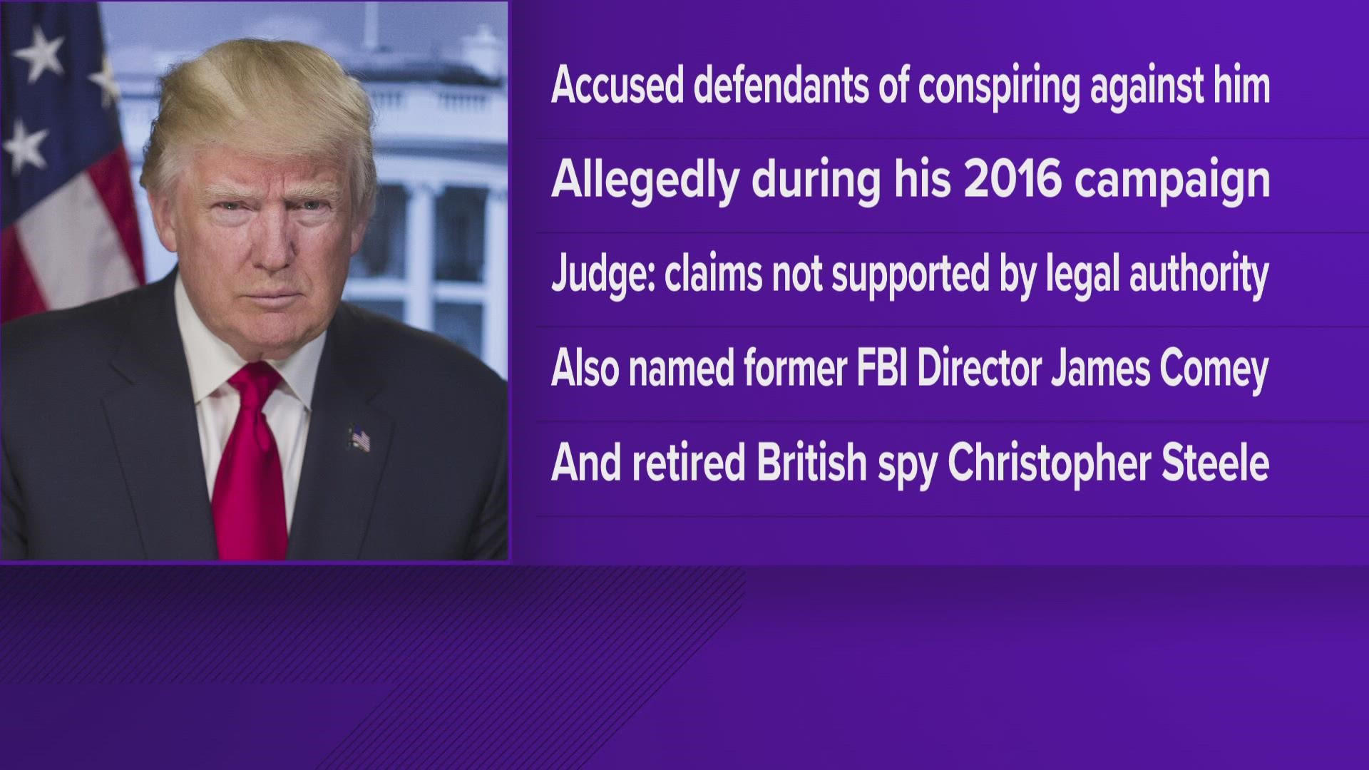 The former president accused Clinton and others of conspiring against his campaign in 2016.