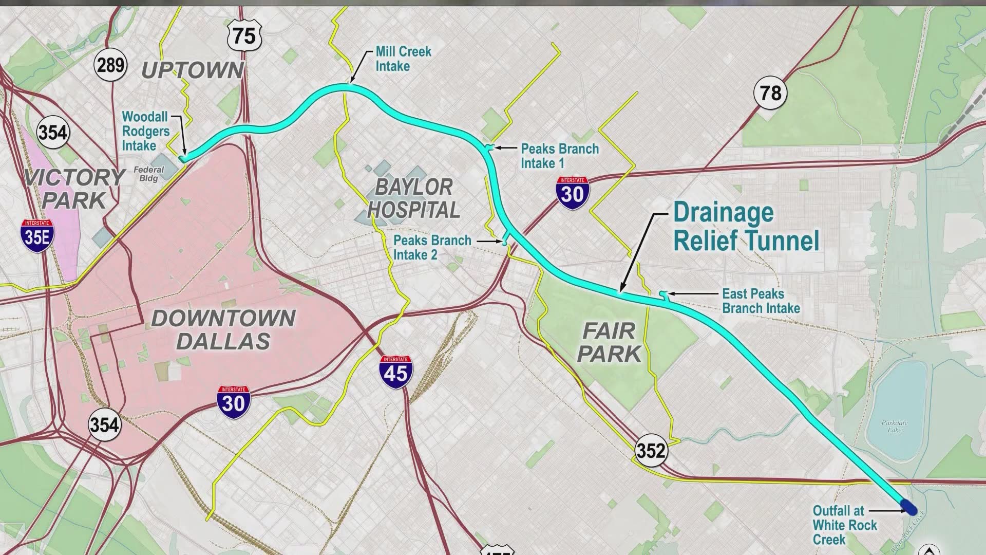 Dallas Tunnel System Map