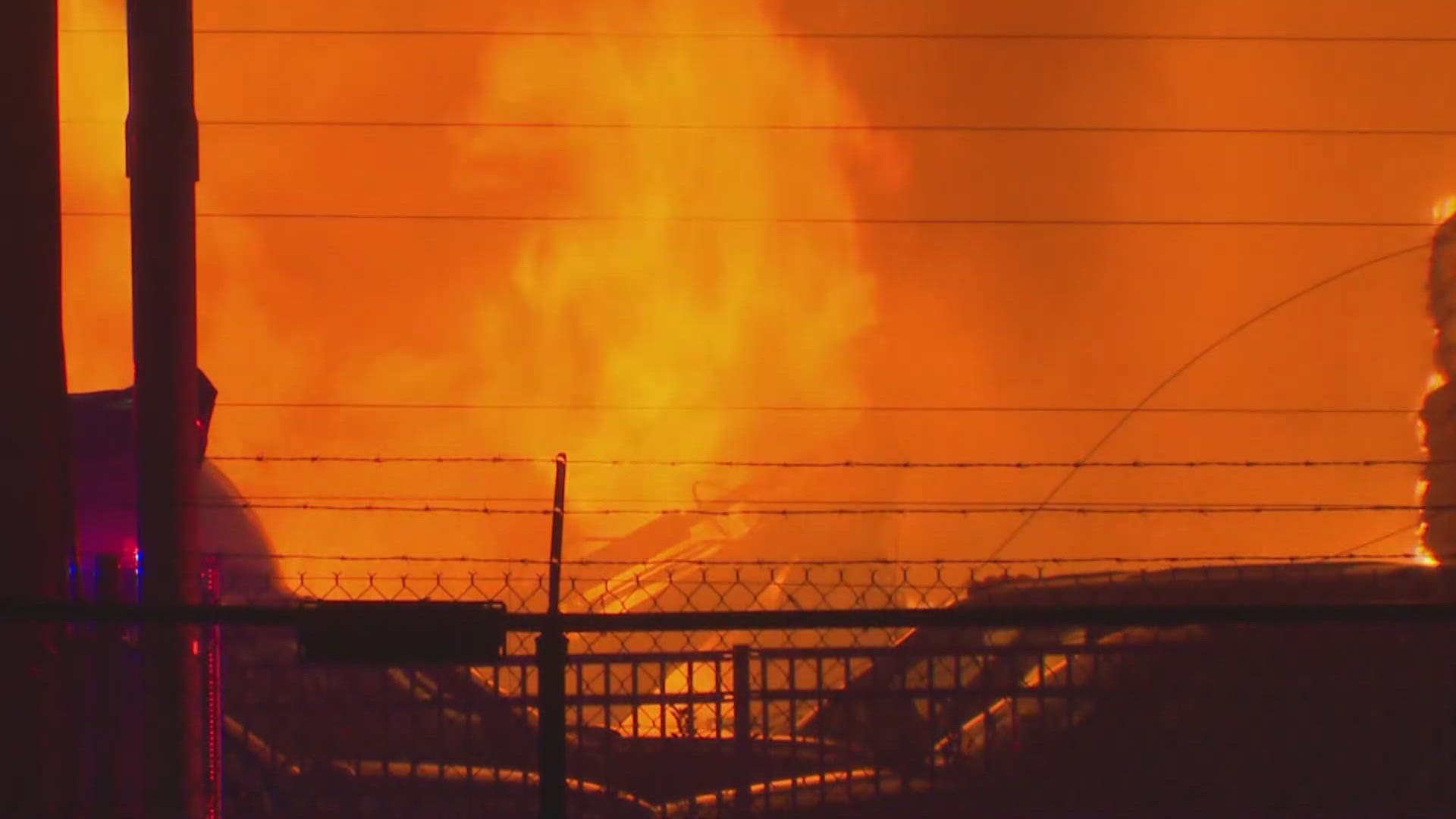 Large fire burns near Dallas Love Field overnight