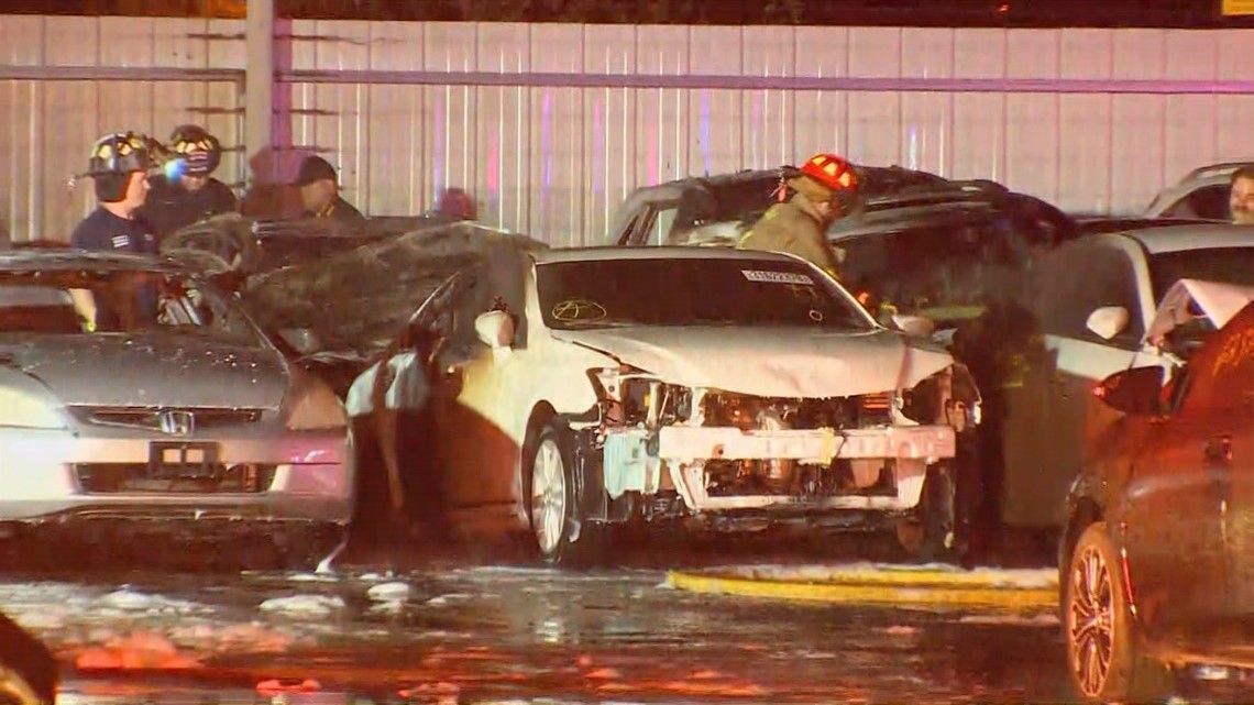 More than a dozen cars on fire at car auction facility in Wilmer
