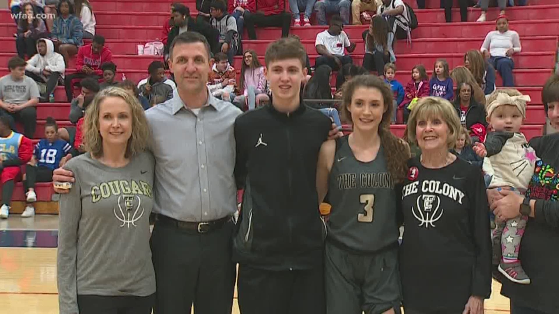 The Colony basketball coach Cleve Ryan honors his father on a special night at Denton Ryan.