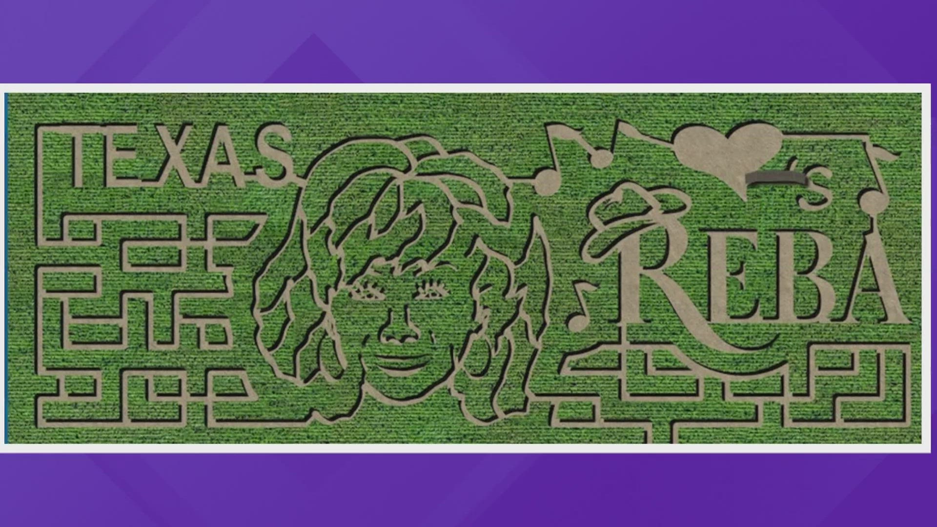 The corn maze at Jenschke Orchards opens on September 15. The design includes her name, Reba, along with a cowboy hat and a heart.