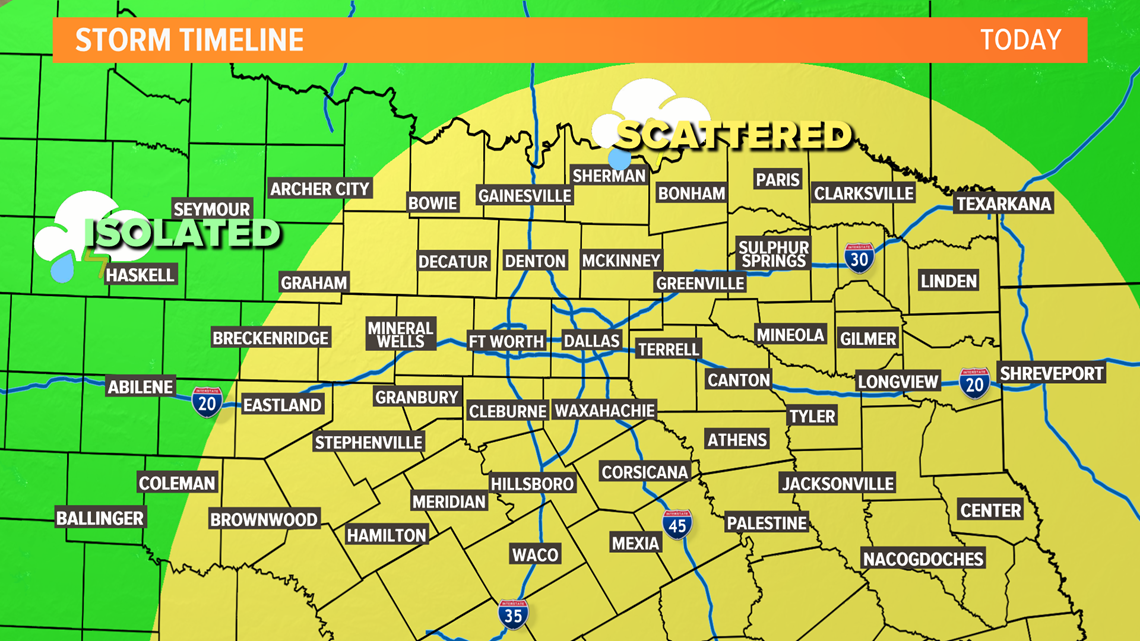 DFW Weather Timeline: On and off rain with cooler temps this Sunday ...