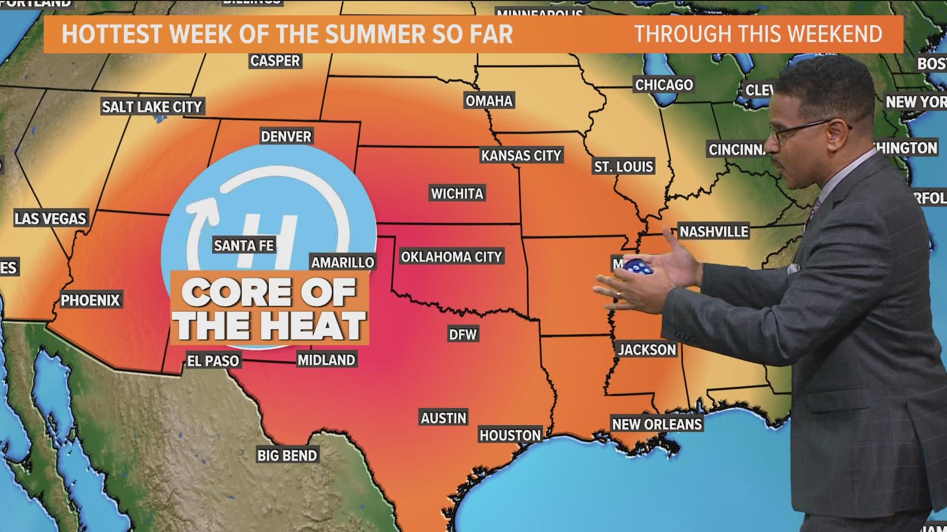 A nearby "heat dome" will lead to our hottest week of the summer, so far.