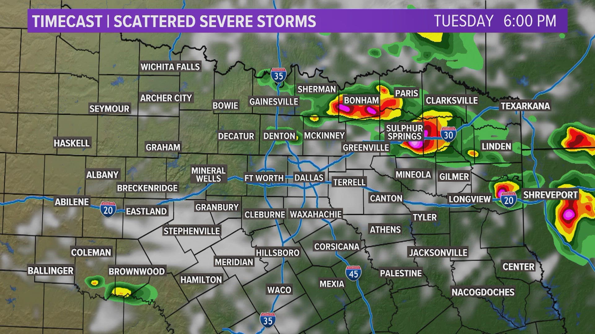 Tuesday afternoon and night storm timeline | wfaa.com