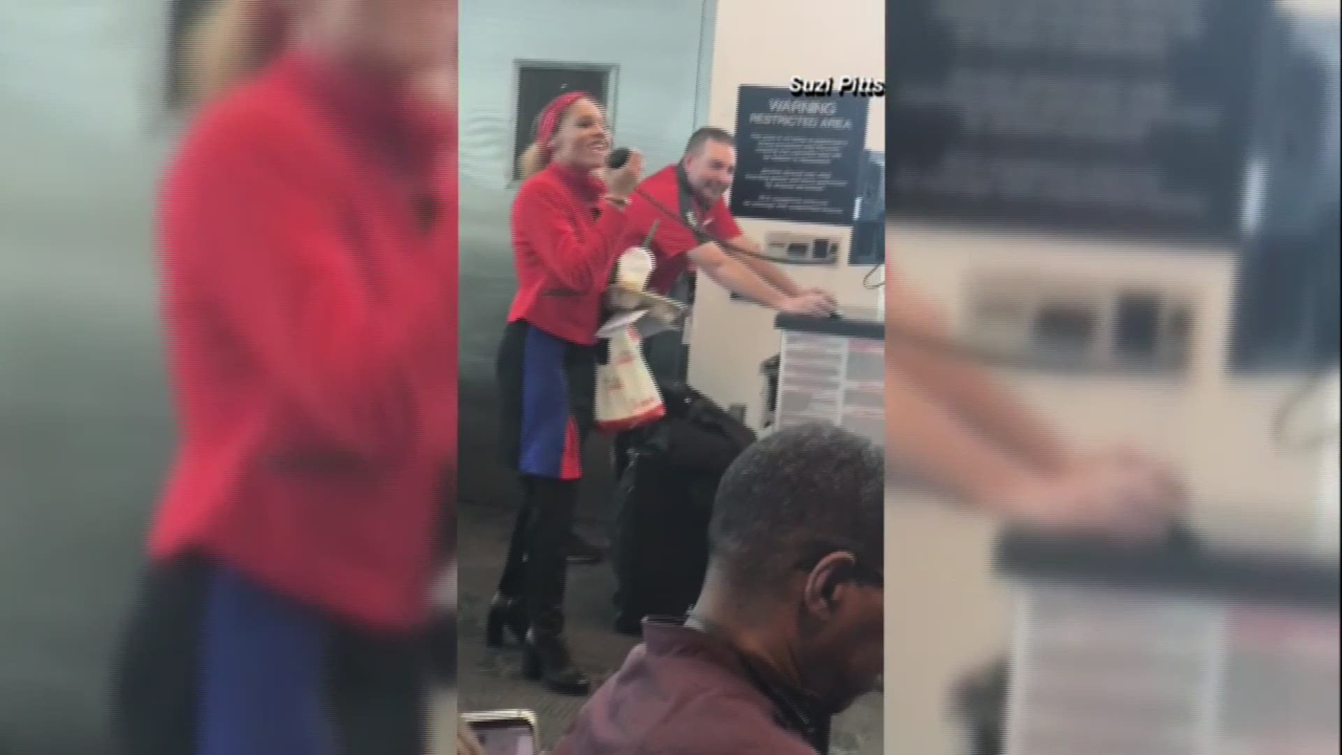 A Southwest Airlines flight attendant made holiday travel a little more enjoyable for some passengers with an impressive rendition of "I'll Be Home for Christmas." Video: ABC via Suzi Pitts.
