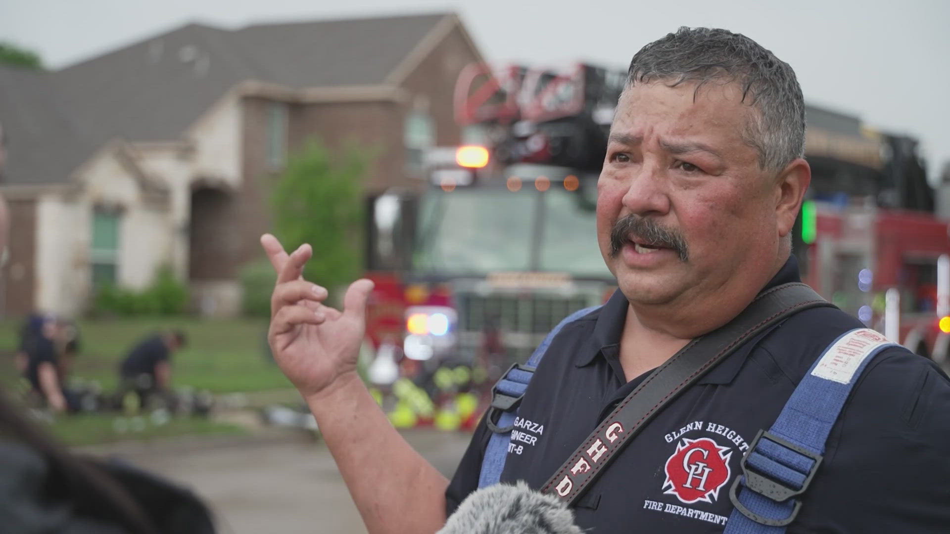 A lightning strike sparked a house fire in Glenn Heights, sending a cat to the animal hospital for treatment.