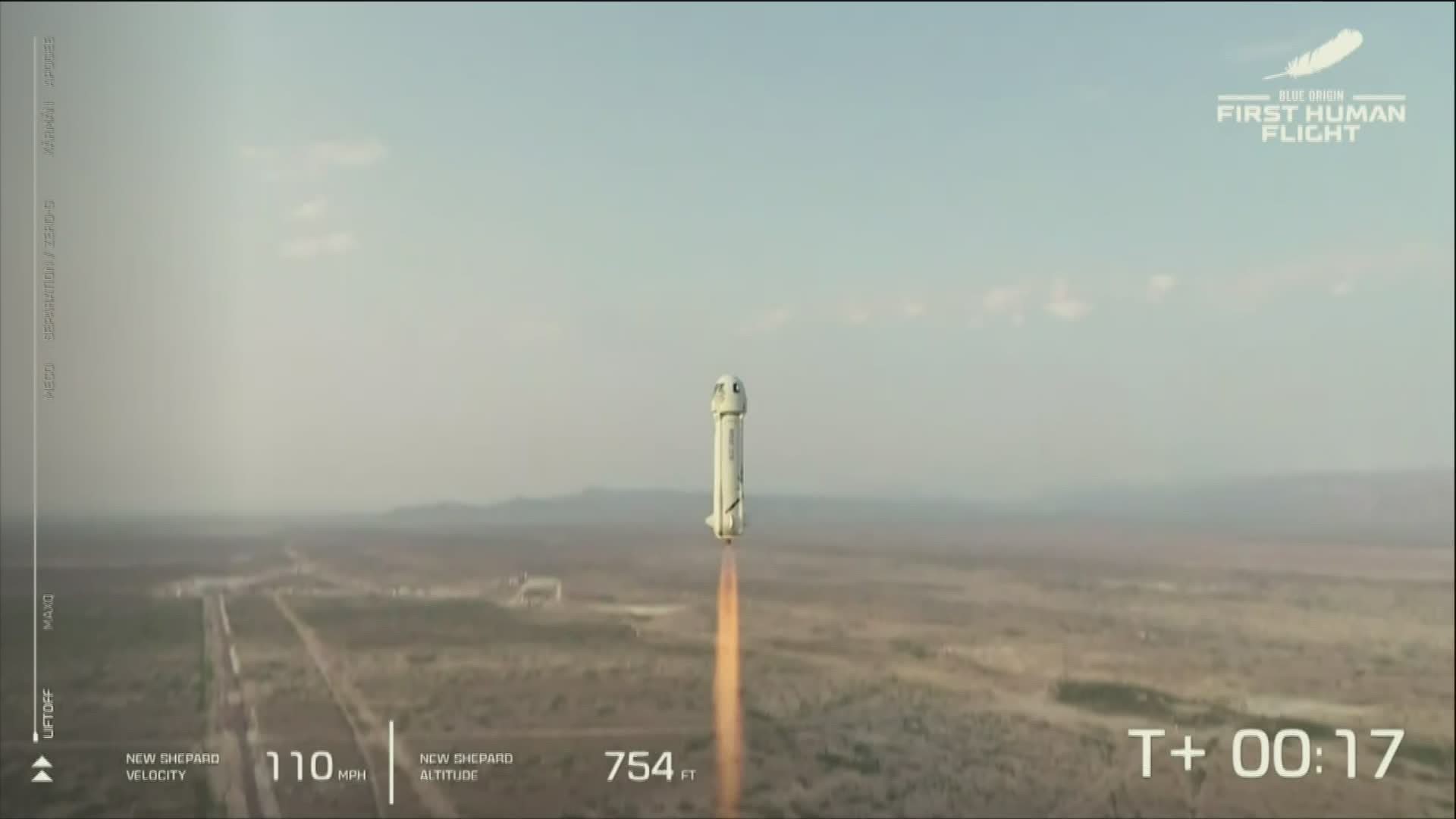 Blue Origin's first space flight launched into space from West Texas on Tuesday morning, with Jeff Bezos and crew returning to Earth's surface in under 11 minutes.