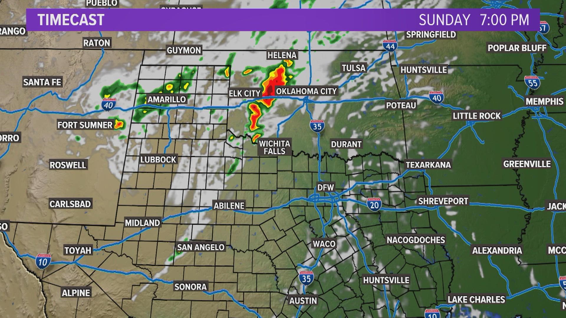 Storm Timeline for Sunday Night | wfaa.com