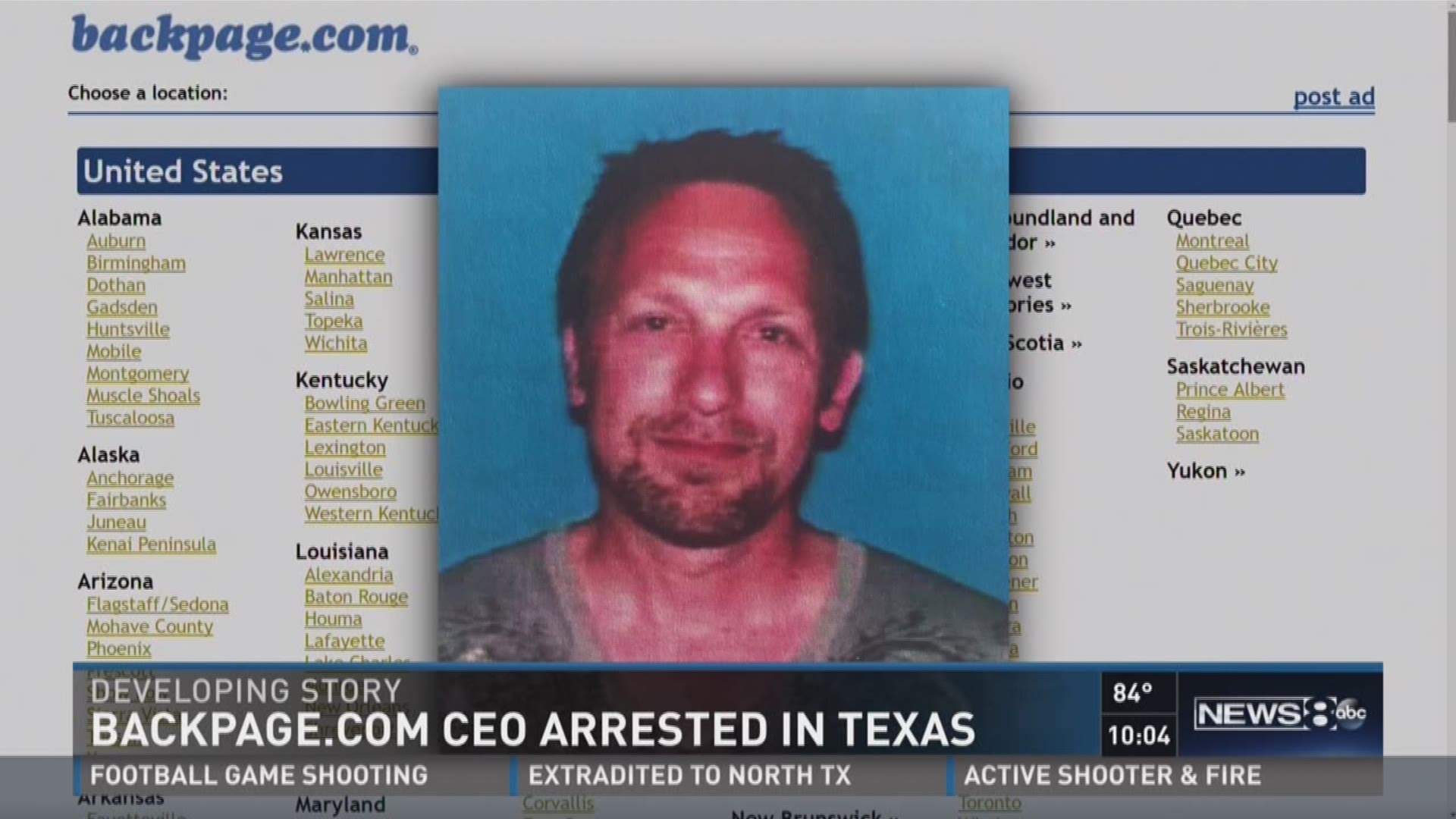 Carl Ferrer, the CEO of a Dallas-based website allegedly involved in sex trafficking, was arrested at Houston's Bush Intercontinental Airport Thursday. Jason Whitely has more.