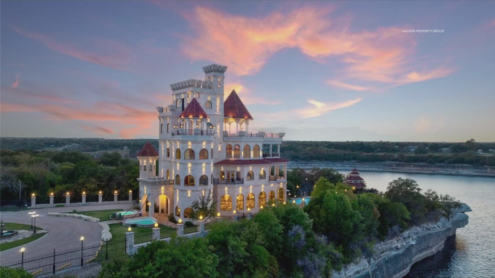 The castle has 11,134 square feet of living space, including 10 bedrooms and 15 bathrooms.