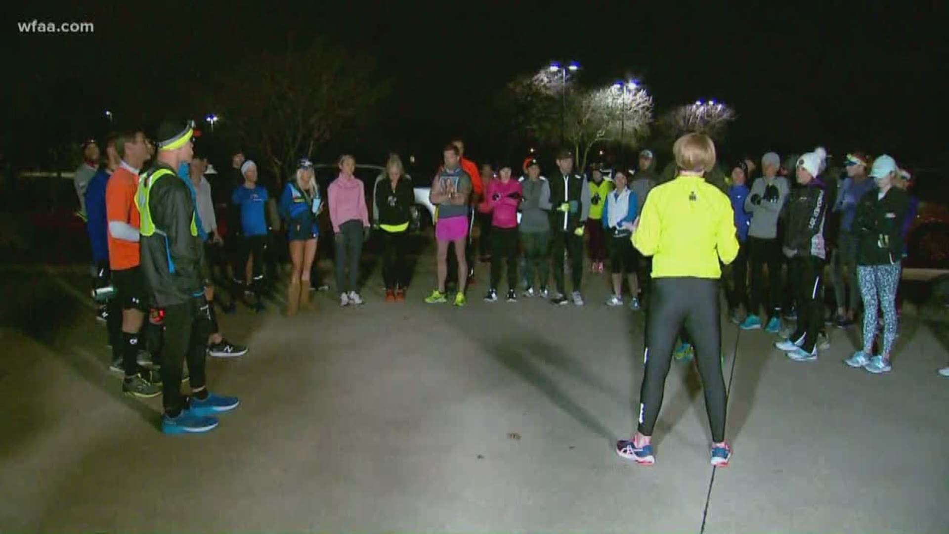 Runners gathered to pray and show support for one of their own who was attacked near the intersection of The Trails Parkway and Crockett Drive.