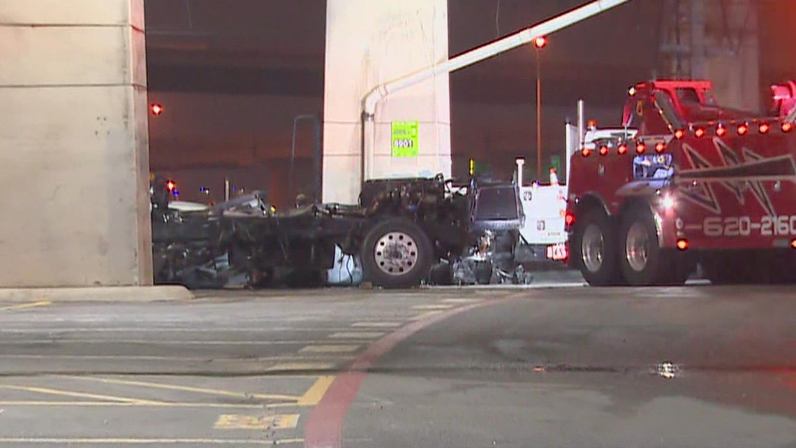 Semitruck goes off bridge onto DART tracks; rail lines are affected