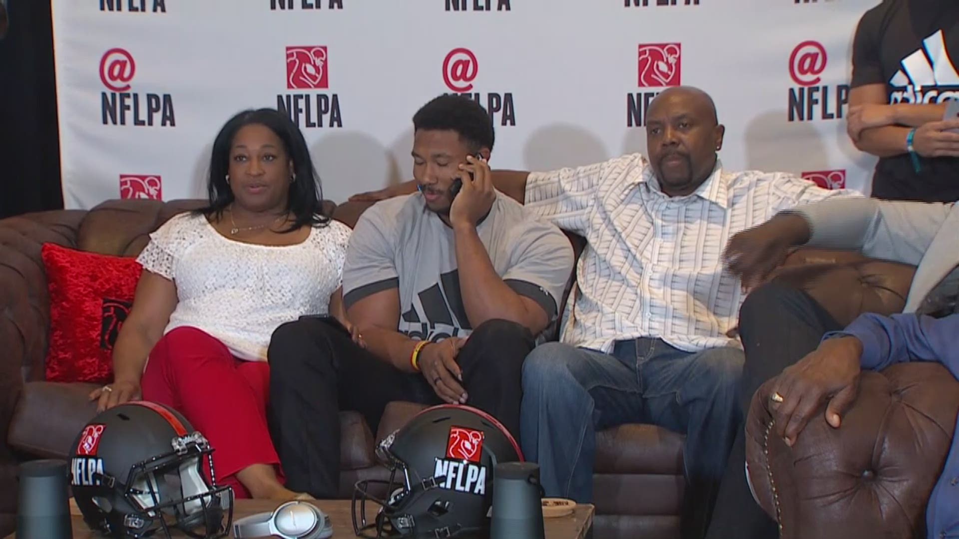 WFAA Sports' cameras were rolling at the Arlington watch party where Myles Garrett and his family celebrated his becoming the No. 1 pick in the 2017 Draft.