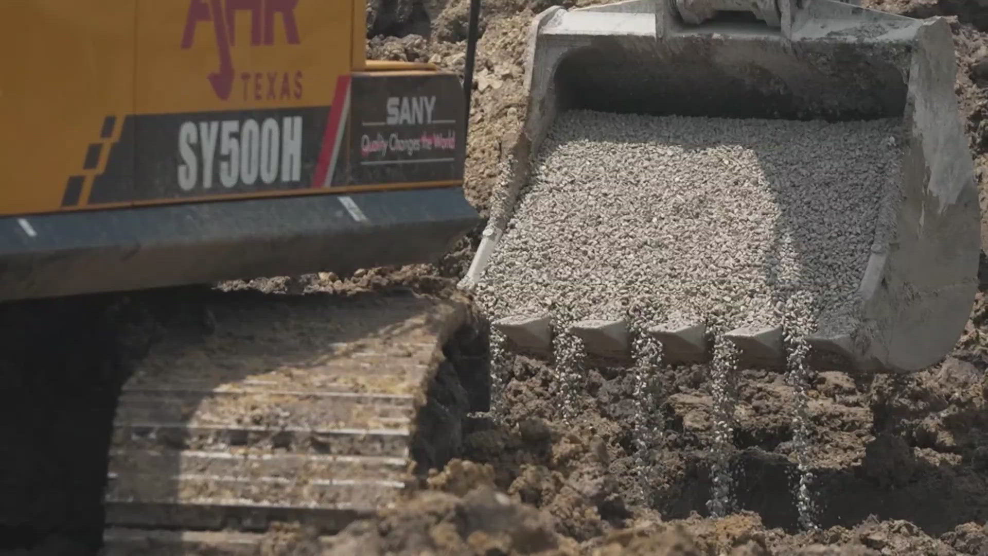 A new housing community is in the early stages of construction in Terrell, Texas.