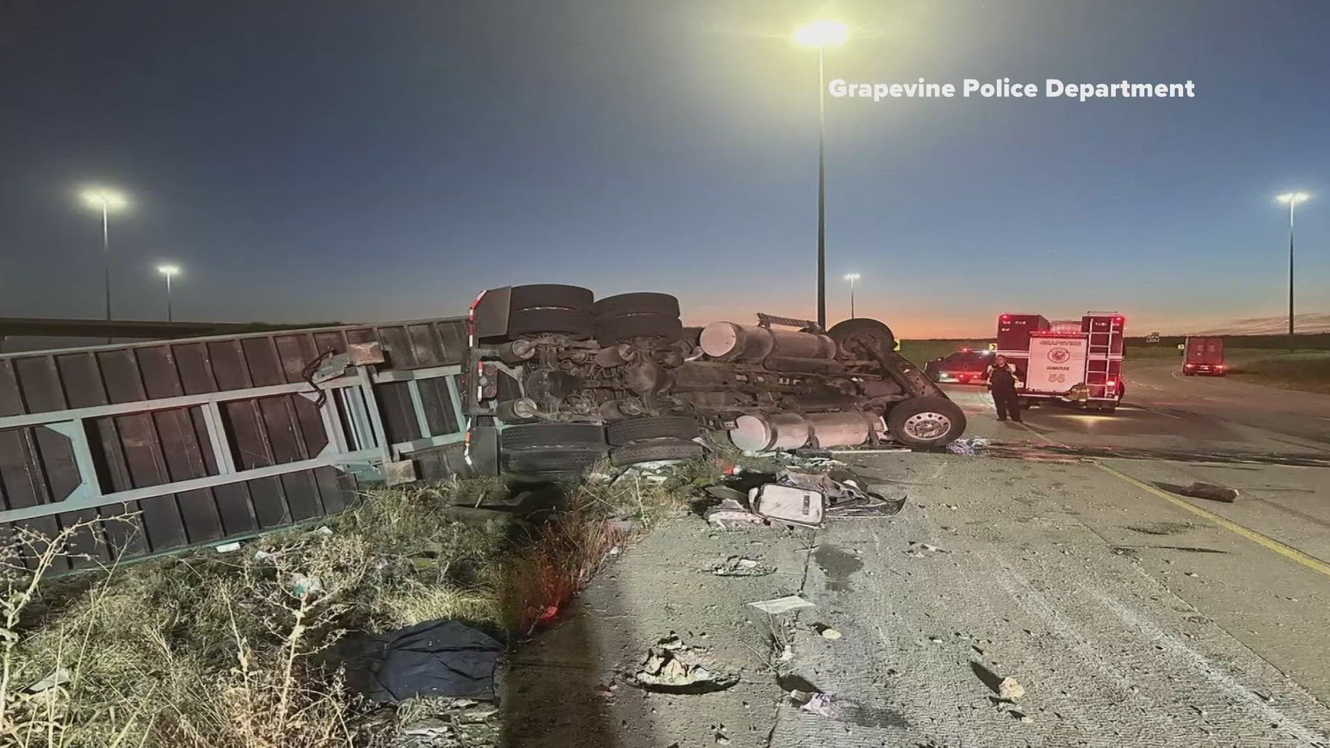 Grapevine police said the driver of the tractor trailer was already dead when officers arrived at the scene of the crash.