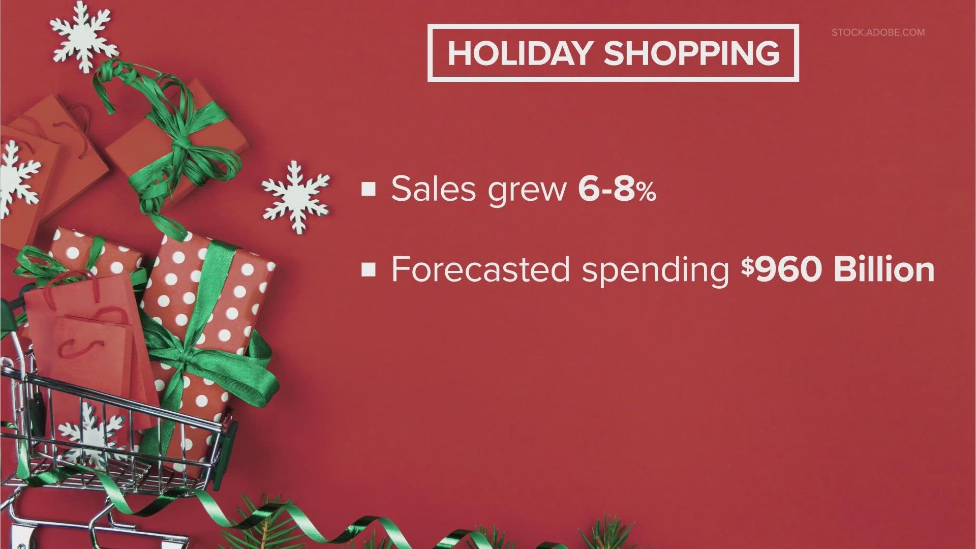 National Retail Federation predicts this year's holiday sales will top last year's by 6 to 8 percent with Americans forecasted to spend $960 billion on holiday gifts