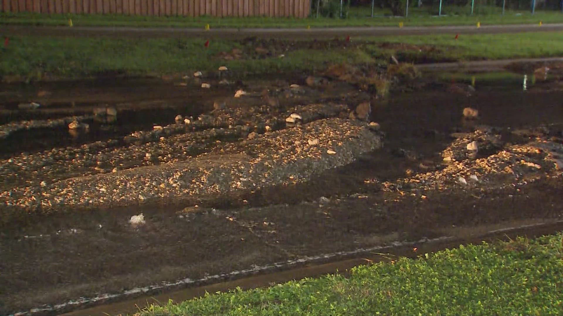 The break was causing traffic problems in North Oak Cliff on Friday morning.