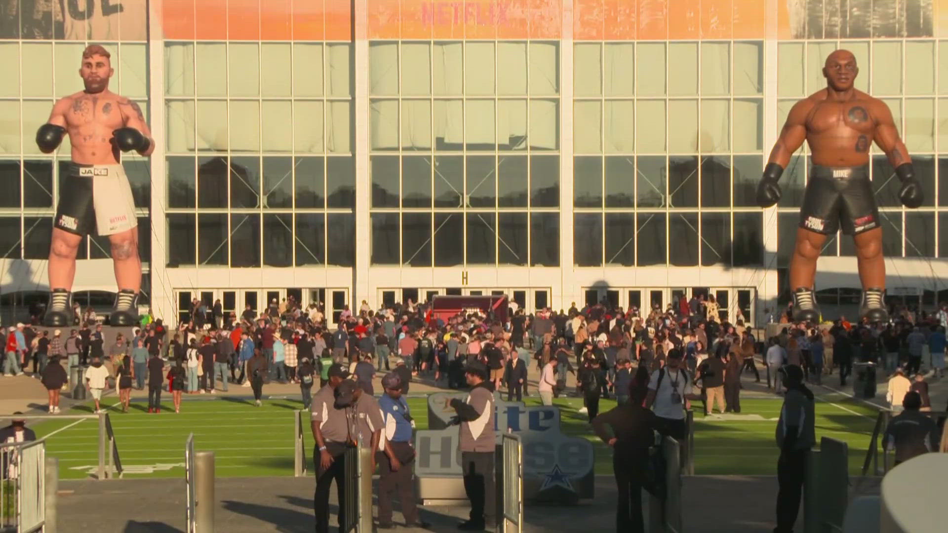 Large crowds began lining up outside the stadium as early as 3 p.m. Friday.