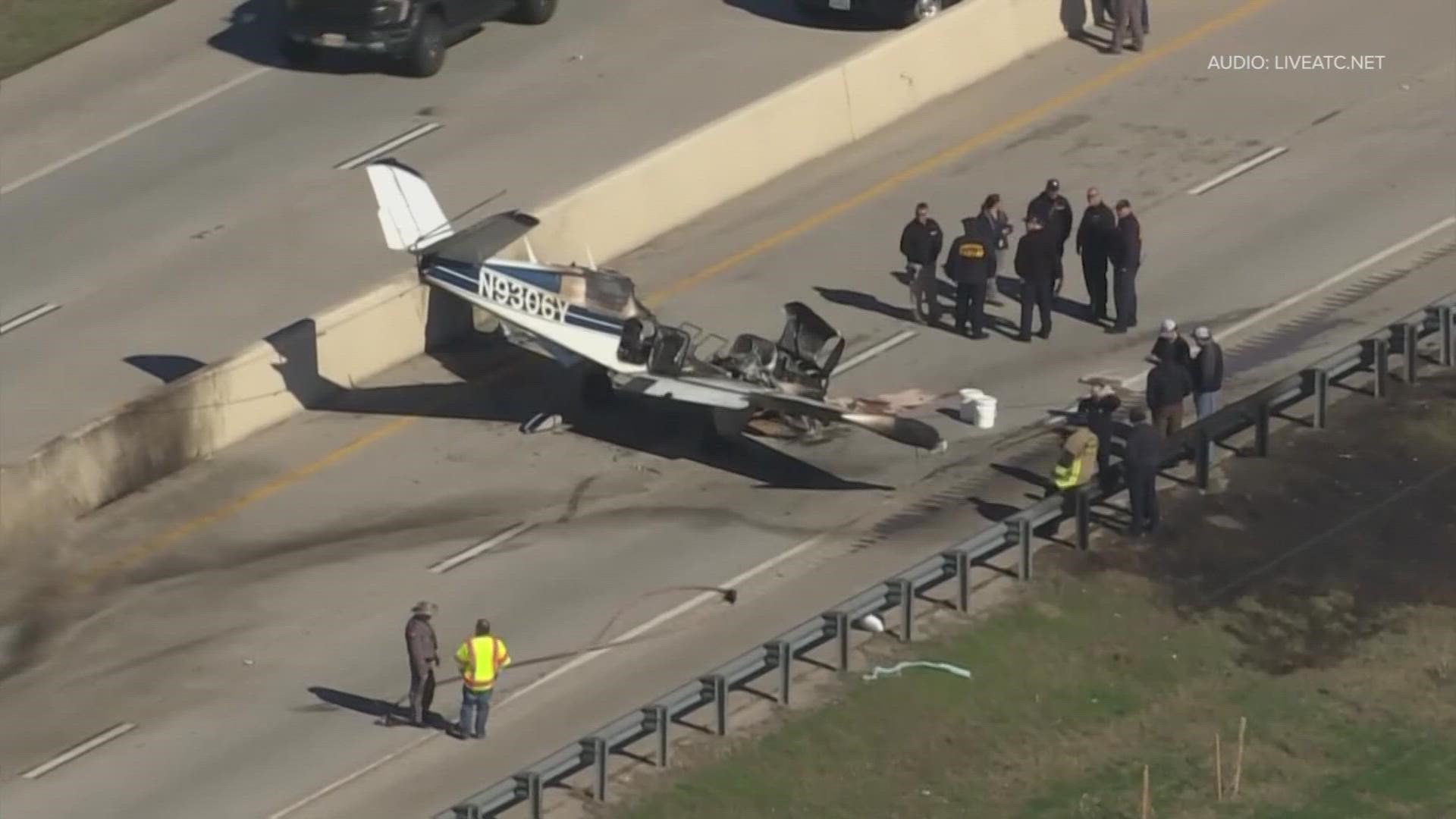 A small plane crashed on a northwest Harris County toll road on Sunday, according to Texas Department of Public Safety officials.