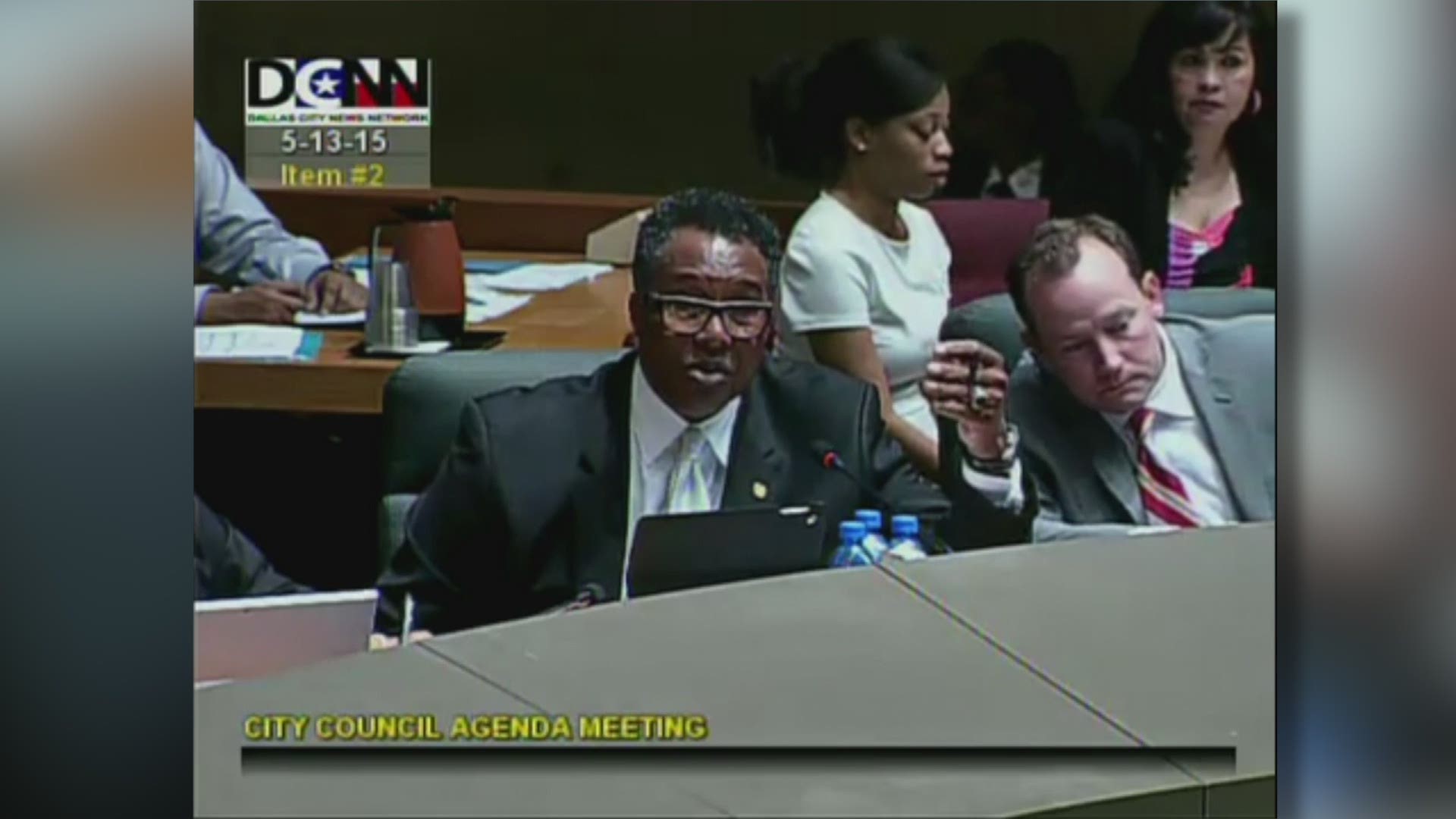 Dwaine Caraway went to bat for a tech company's school bus camera technology in a 2015 speech, which he has now admitted was part of an elaborate bribery scheme. Video: Dallas City Council archives
