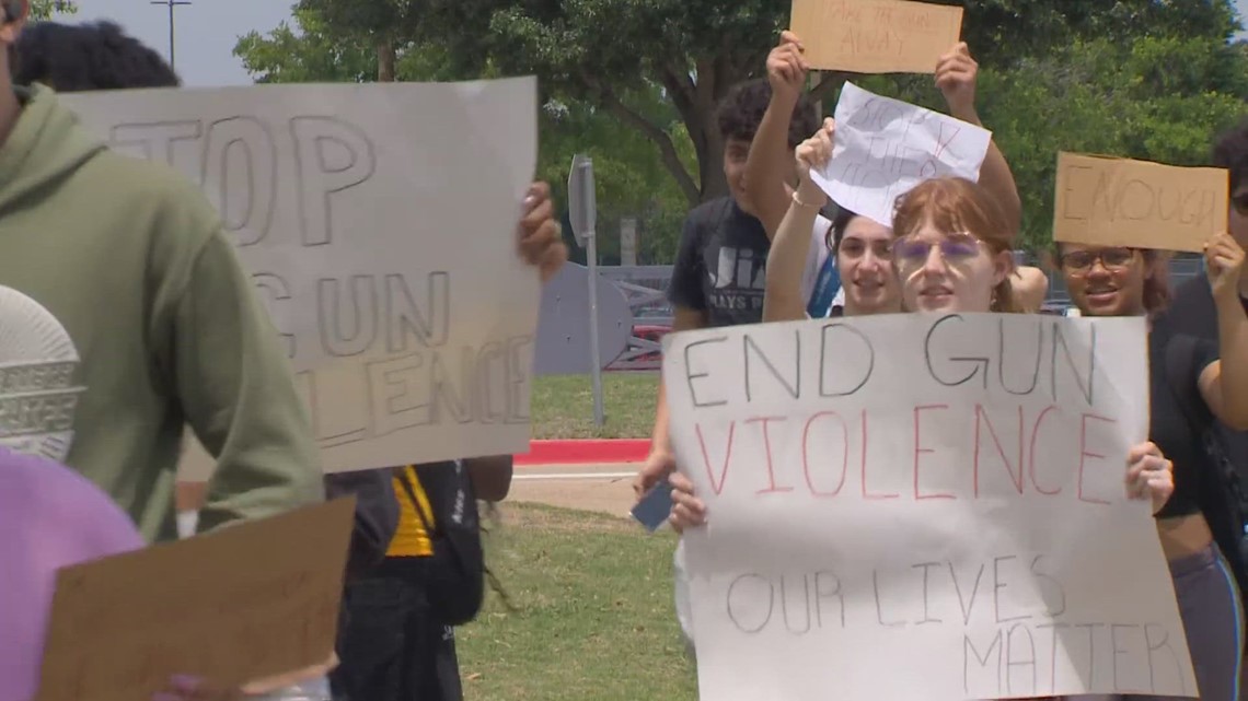 Allen High School students protest gun violence after mall shooting