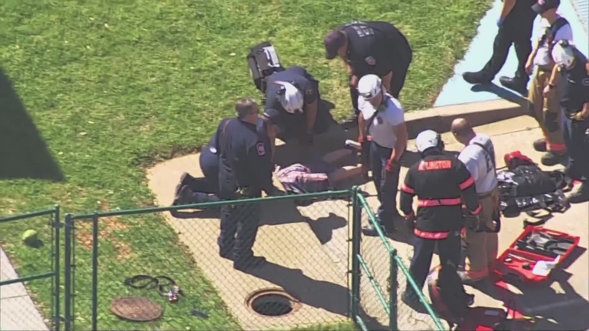 Arlington firefighters worked for over an hour to free the student -- and retrieve the apron.
