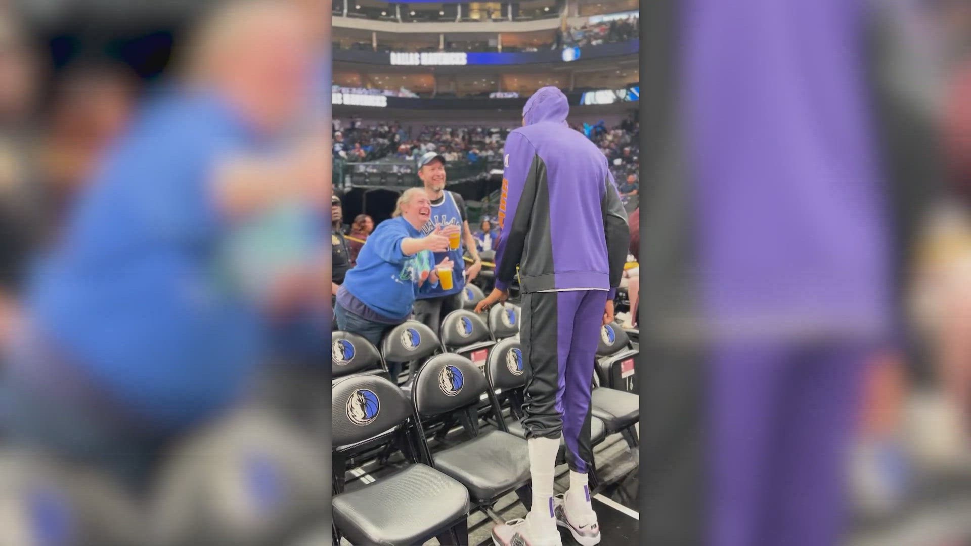 The incident occurred during warmups prior to tipoff between the Mavericks and Suns' Thursday, Feb. 22, game at Dallas' American Airlines Center.