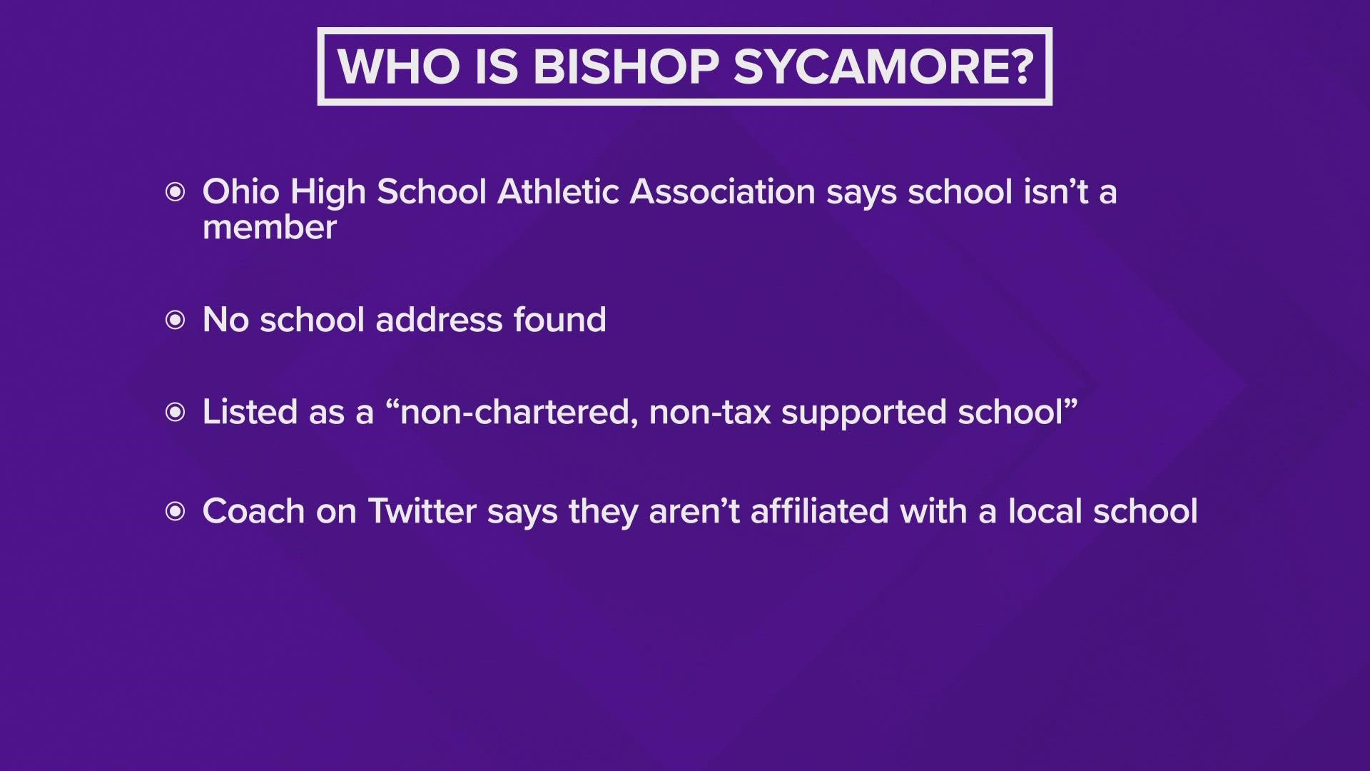 The Bishop Sycamore football coach appeared to say on Twitter that they weren't affiliated with a local school, but that the team is from an online program.