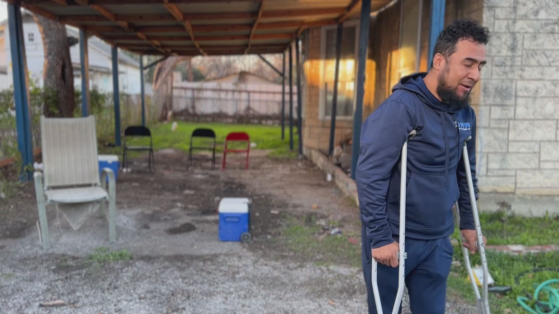One minute, Federico and his family were gathered around a fire on New Year's Eve. The next, he was hit by a stray bullet, which narrowly missed his niece, he says.