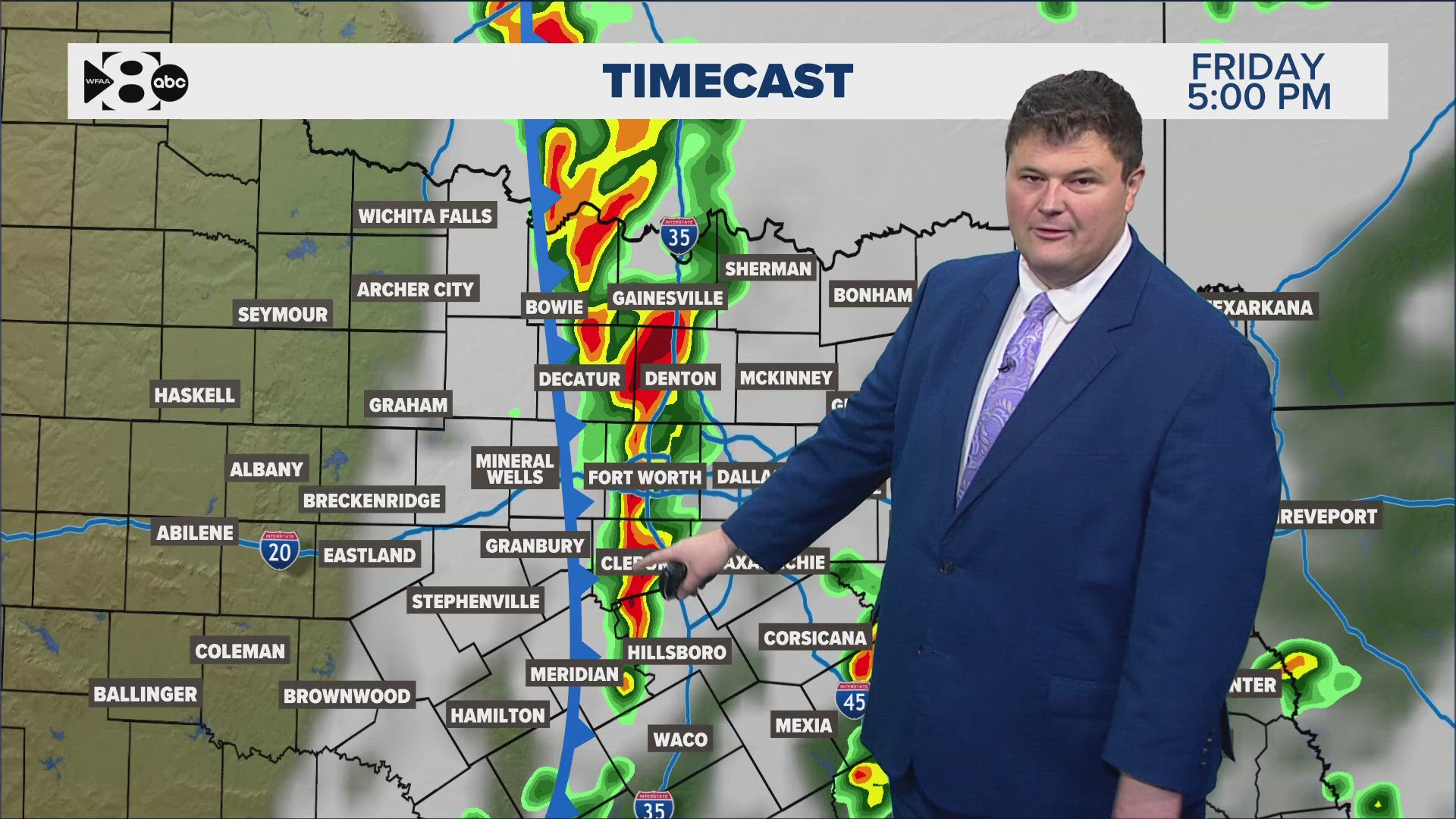 A cold front is expected to move through DFW in the late afternoon on Friday.