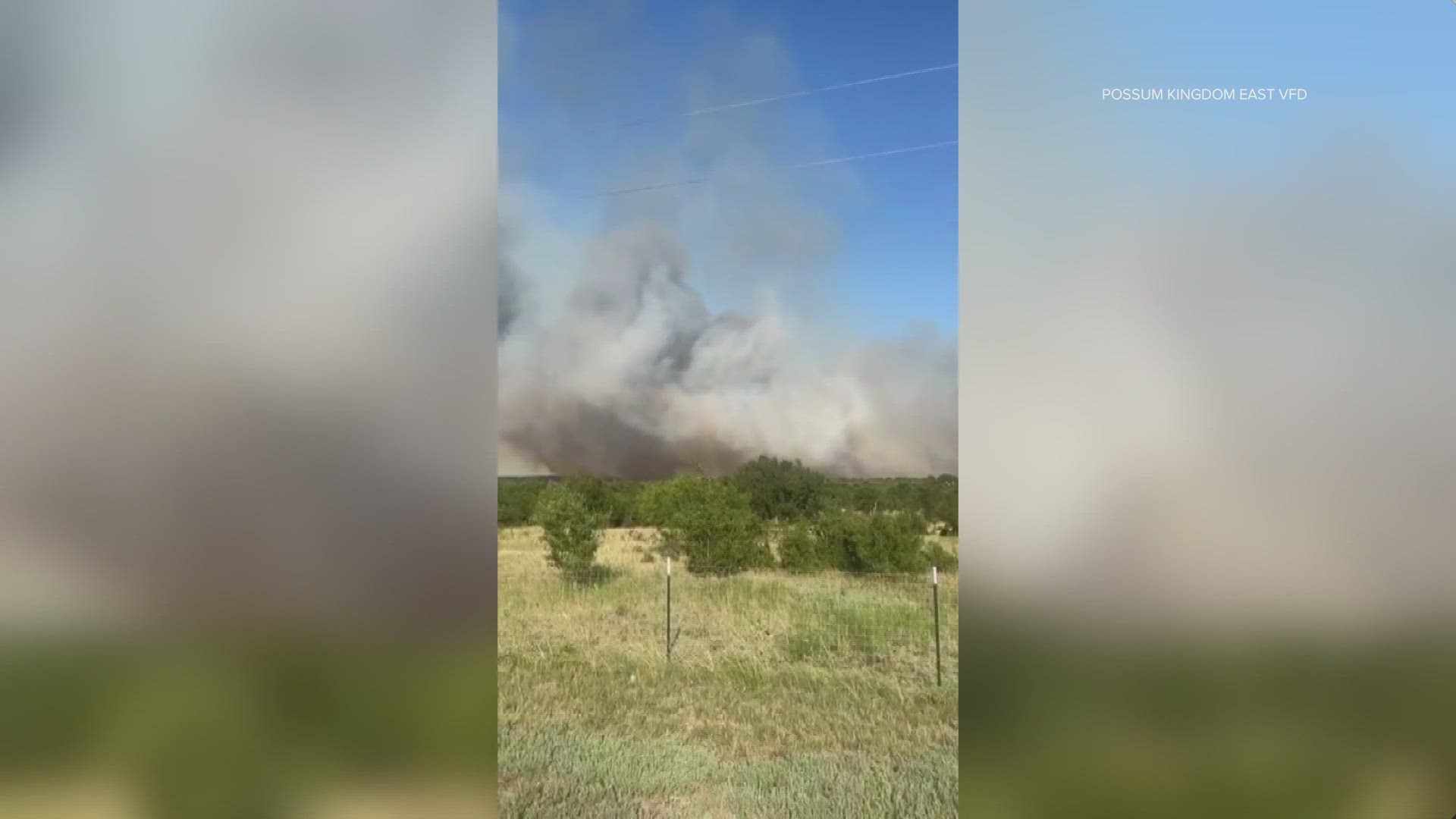 Texas firefighters containing fire near Possum Kingdom Lake