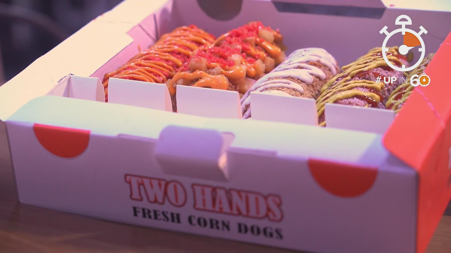 The restaurant, fittingly called Two Hands, sells Korean-style corn dogs -- a far cry from the typical carnival corn dog.