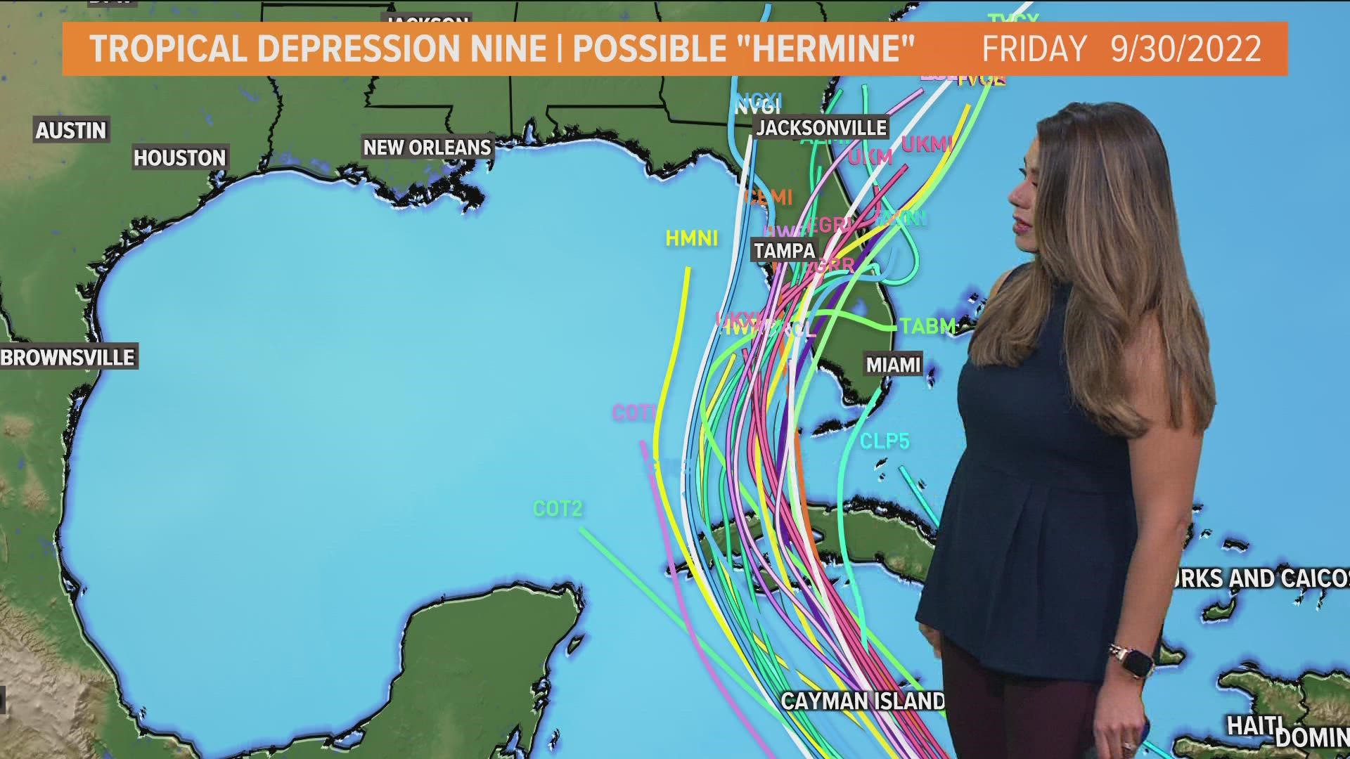 TD Nine could become the first named Gulf storm of the season.