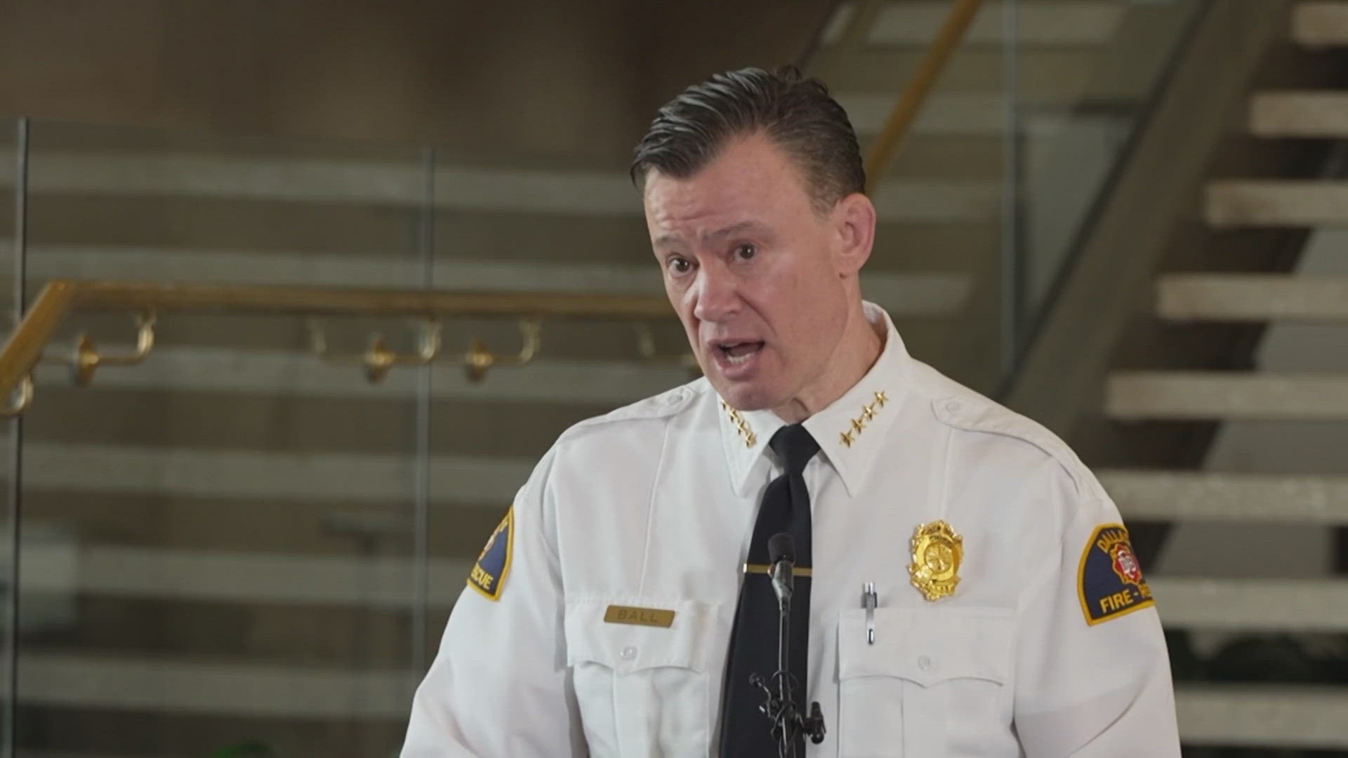 Dallas firefighters urged the city manager to appoint interim chief Justin Ball permanently, citing his experience and leadership.