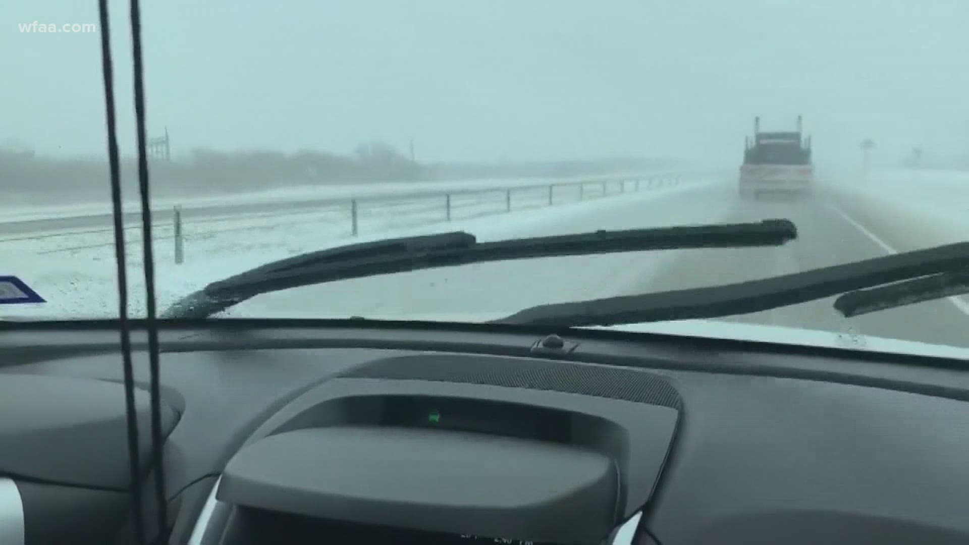 The road conditions were so bad out in West Texas, people were stuck on the interstate for hours—including WFAA reporter Rebecca Lopez.