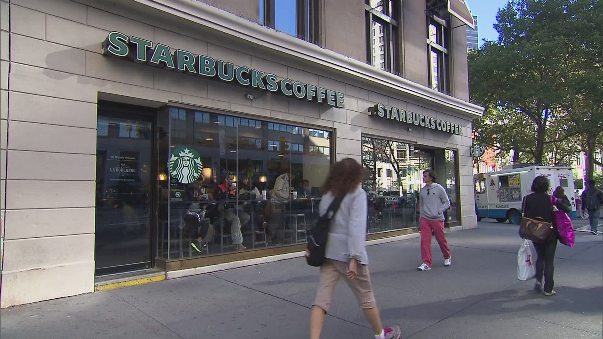 Starbucks sales dropped 3% globally at stores open for at least a year, including a 2% drop in its home North America market.