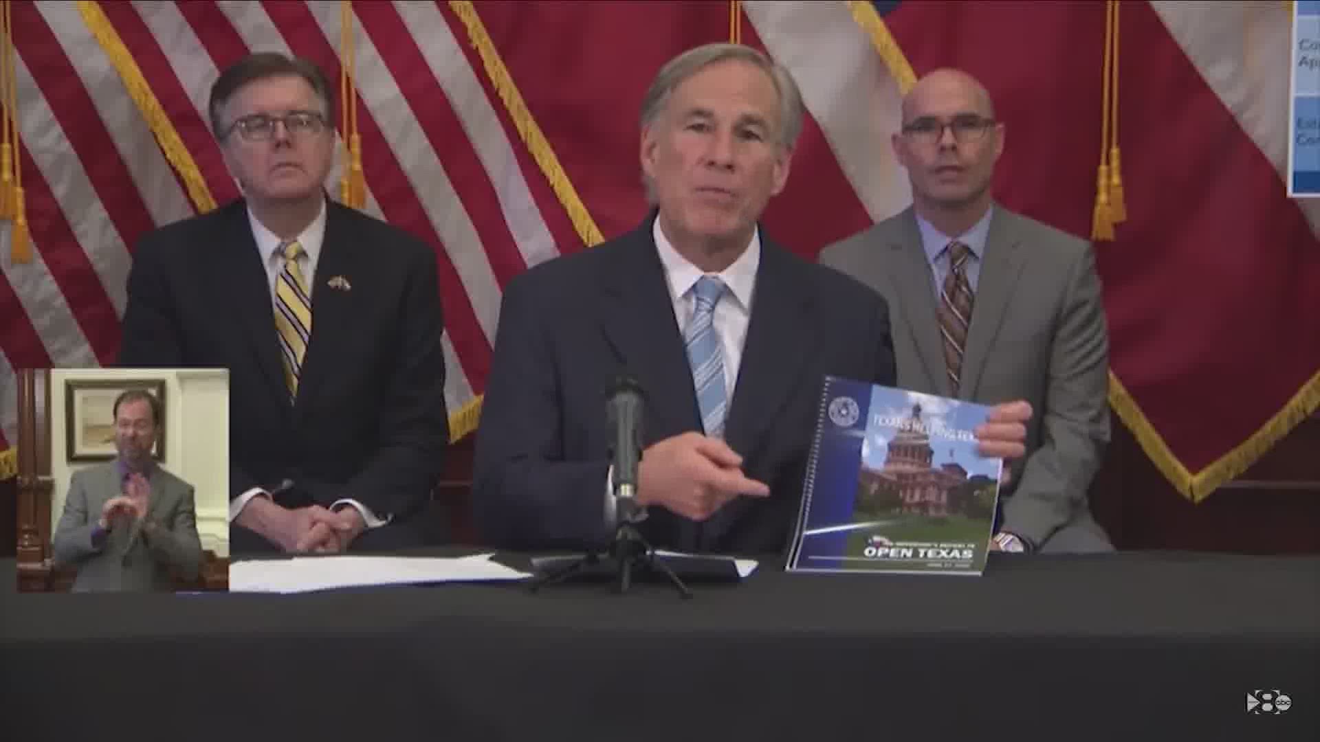 "This is permission to open, not a requirement," Gov. Abbott said Monday.