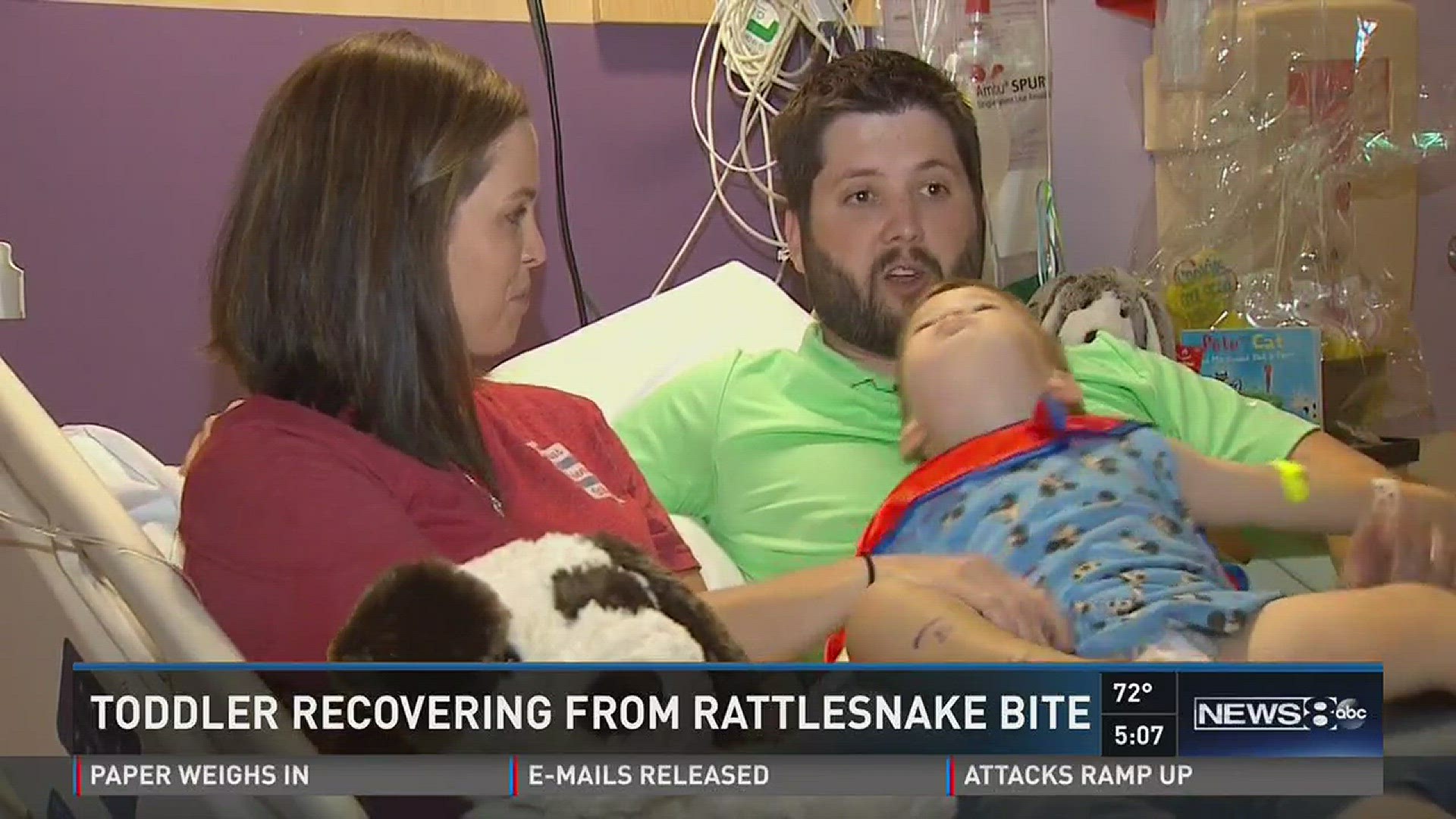 Toddler recovering from rattlesnake bite