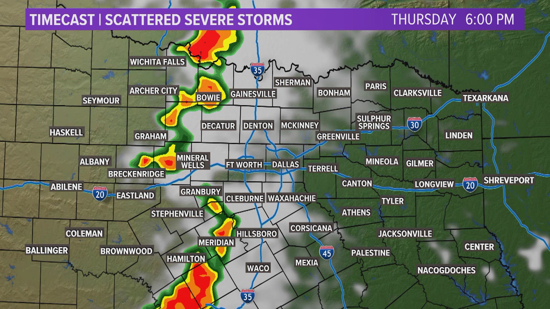 DFW Weather Thursday storms timeline