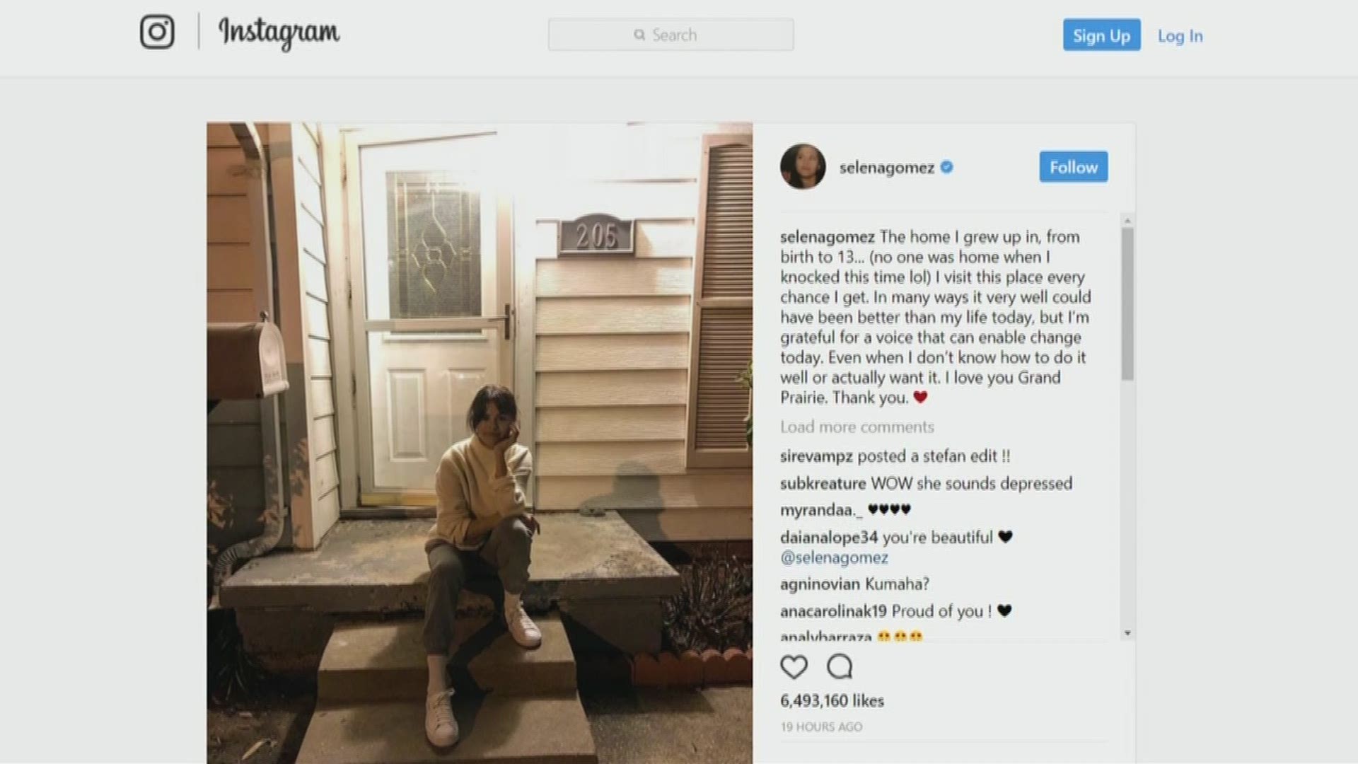 The singer posted on Instagram a picture of herself sitting on the home's front porch. 
