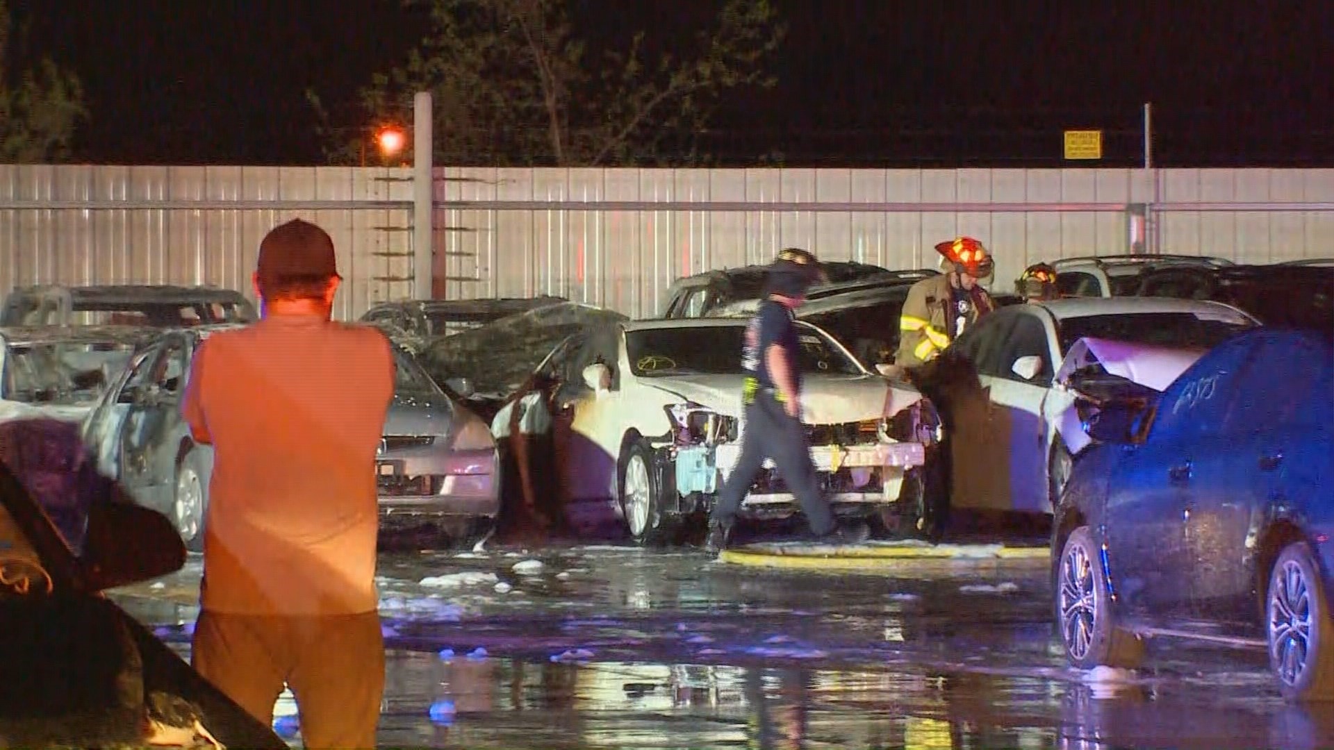 More than a dozen cars on fire at car auction facility in Wilmer