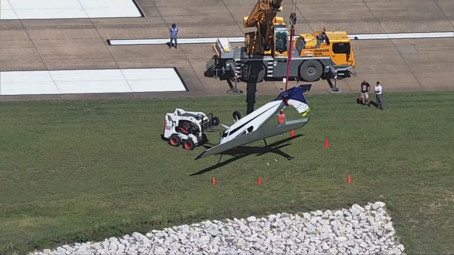 An investigation is underway after a small plane flipped over at the Grand Prairie Municipal Airport on Wednesday.