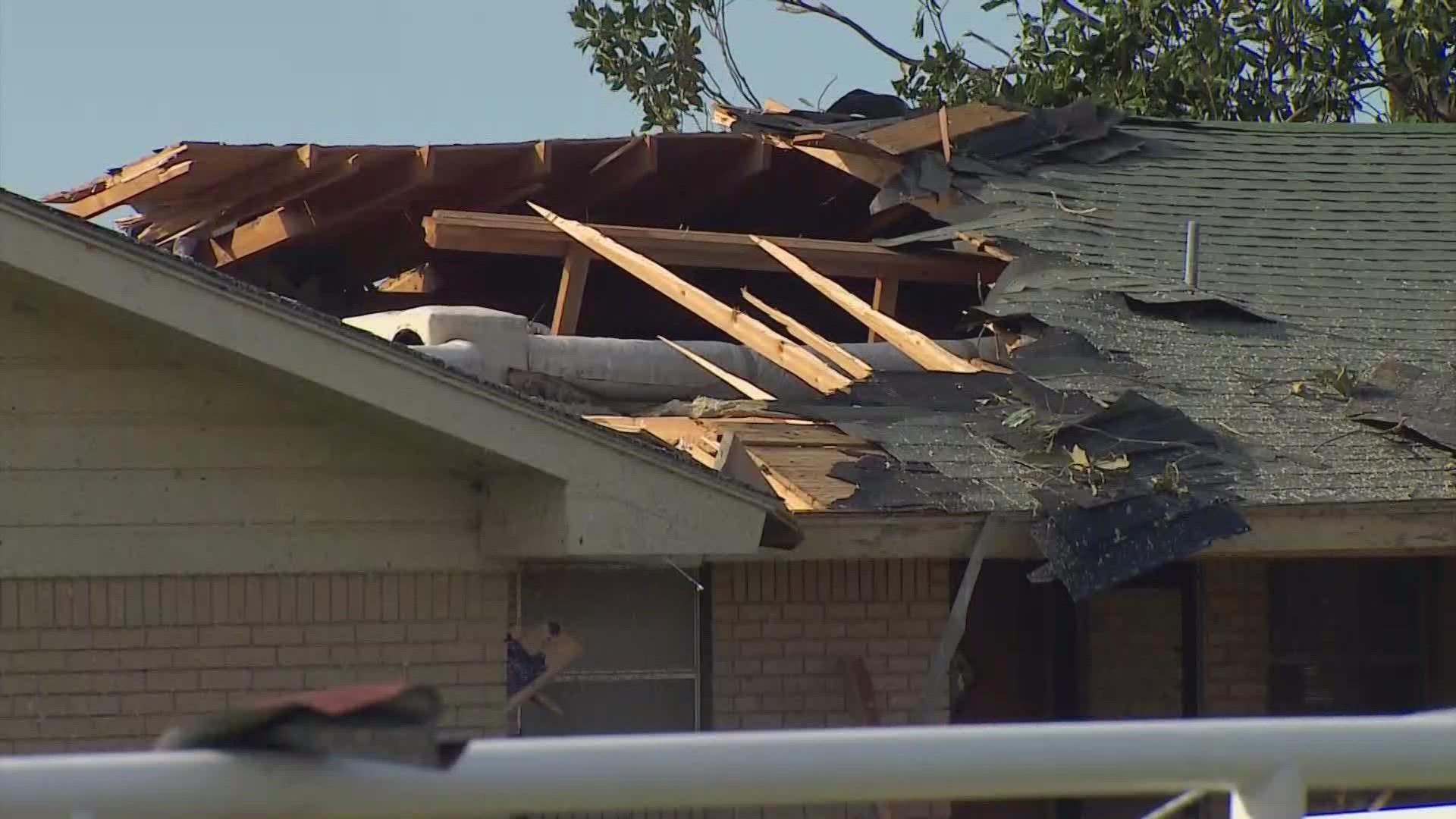 Strong winds and heavy rain left damage to several homes, businesses, and other properties across Decatur, Texas.
