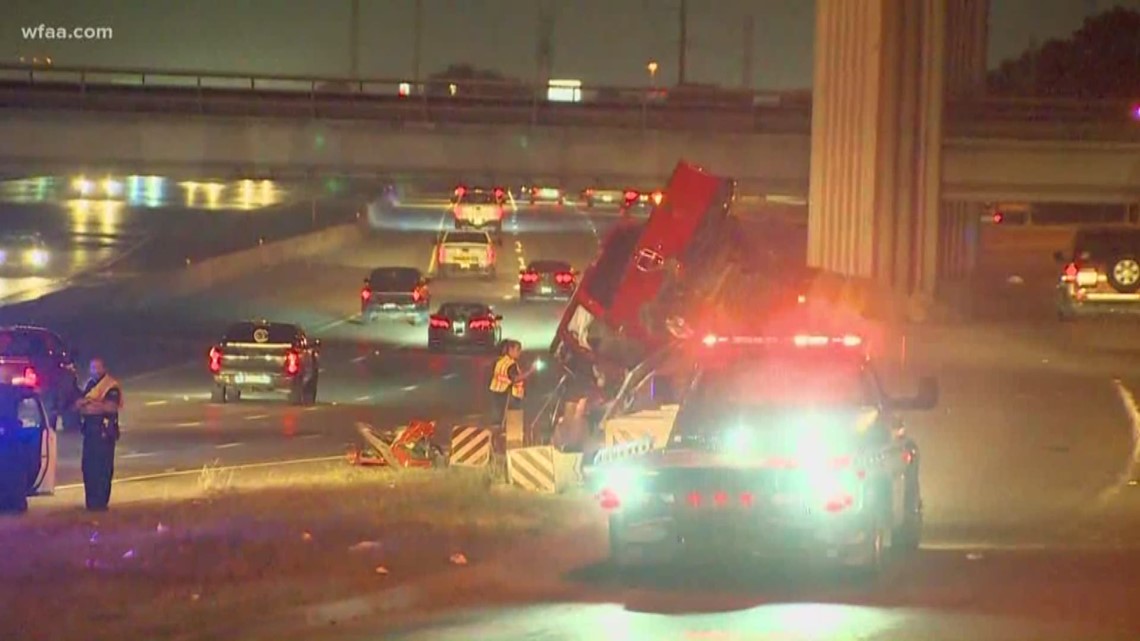 Truck Crashes Into Concrete Barricade On Loop 12 Nb At I 30 8163