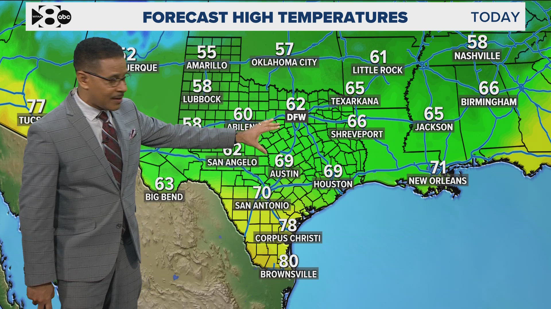 North Texas won't reach the 70s today.