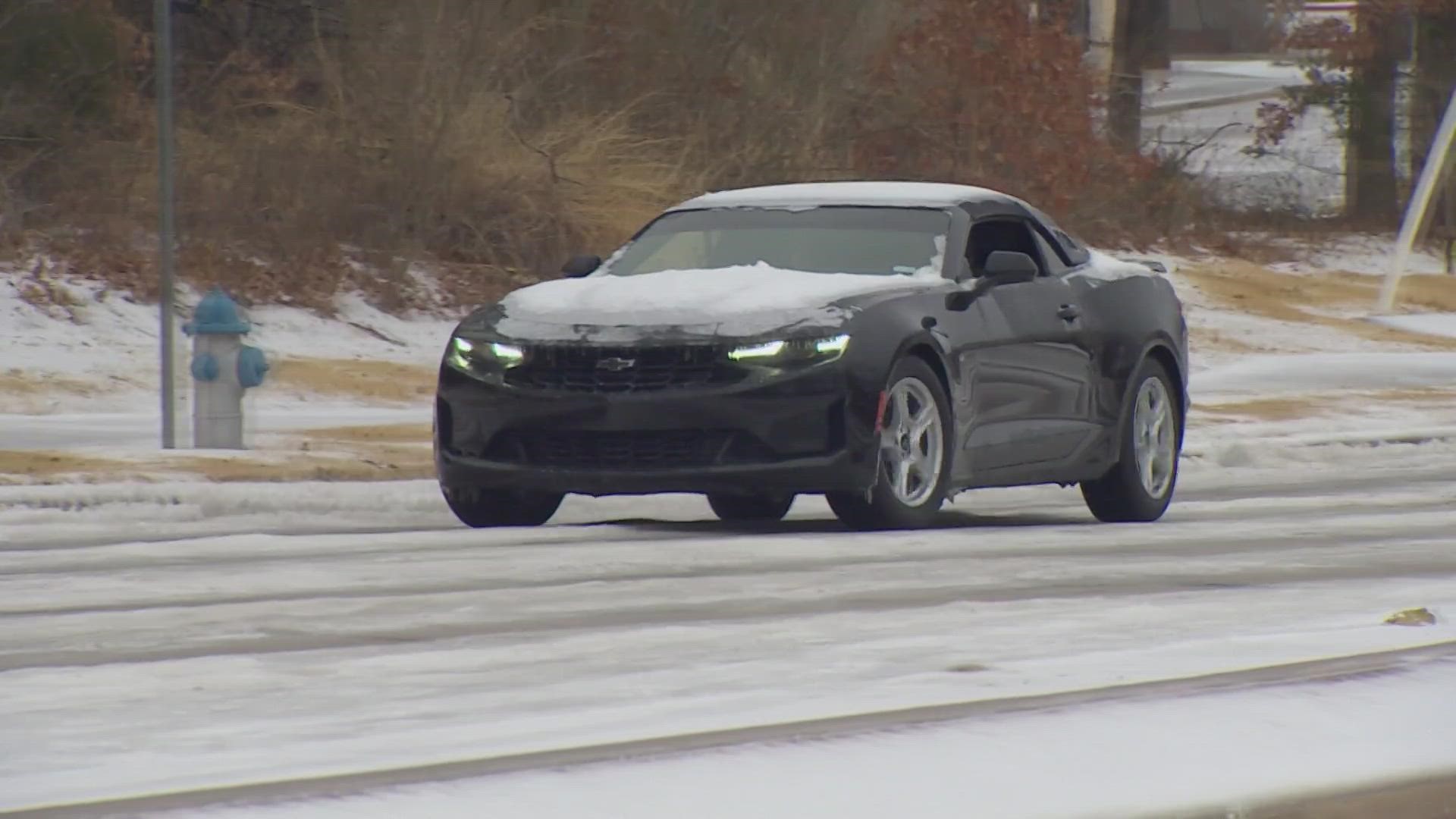 The winter storm brought dangerous conditions to roads in Denton County.