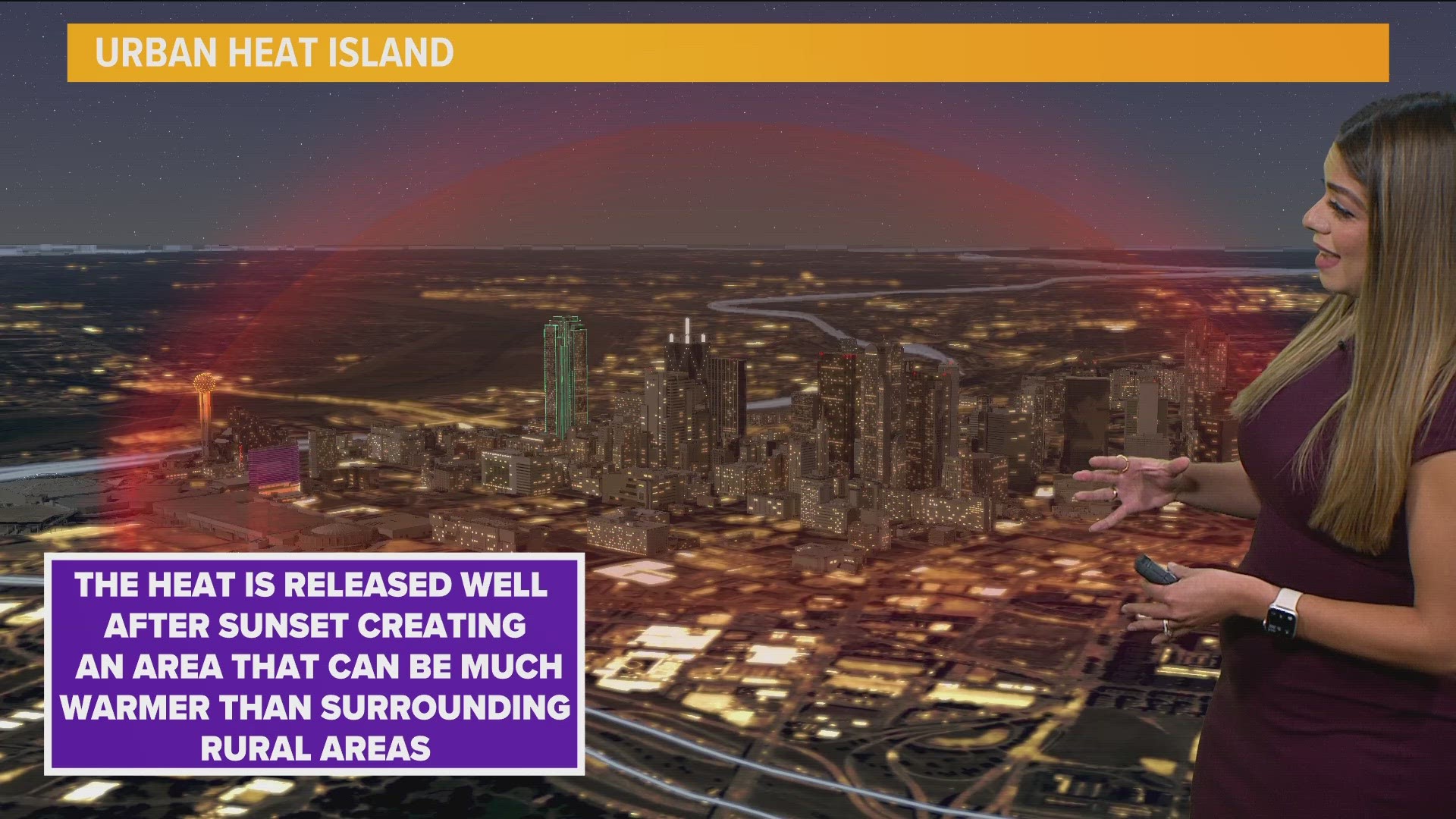 The urban heat island, but at night? An explanation of why our lows are warmer with Meteorologist Mariel Ruiz.