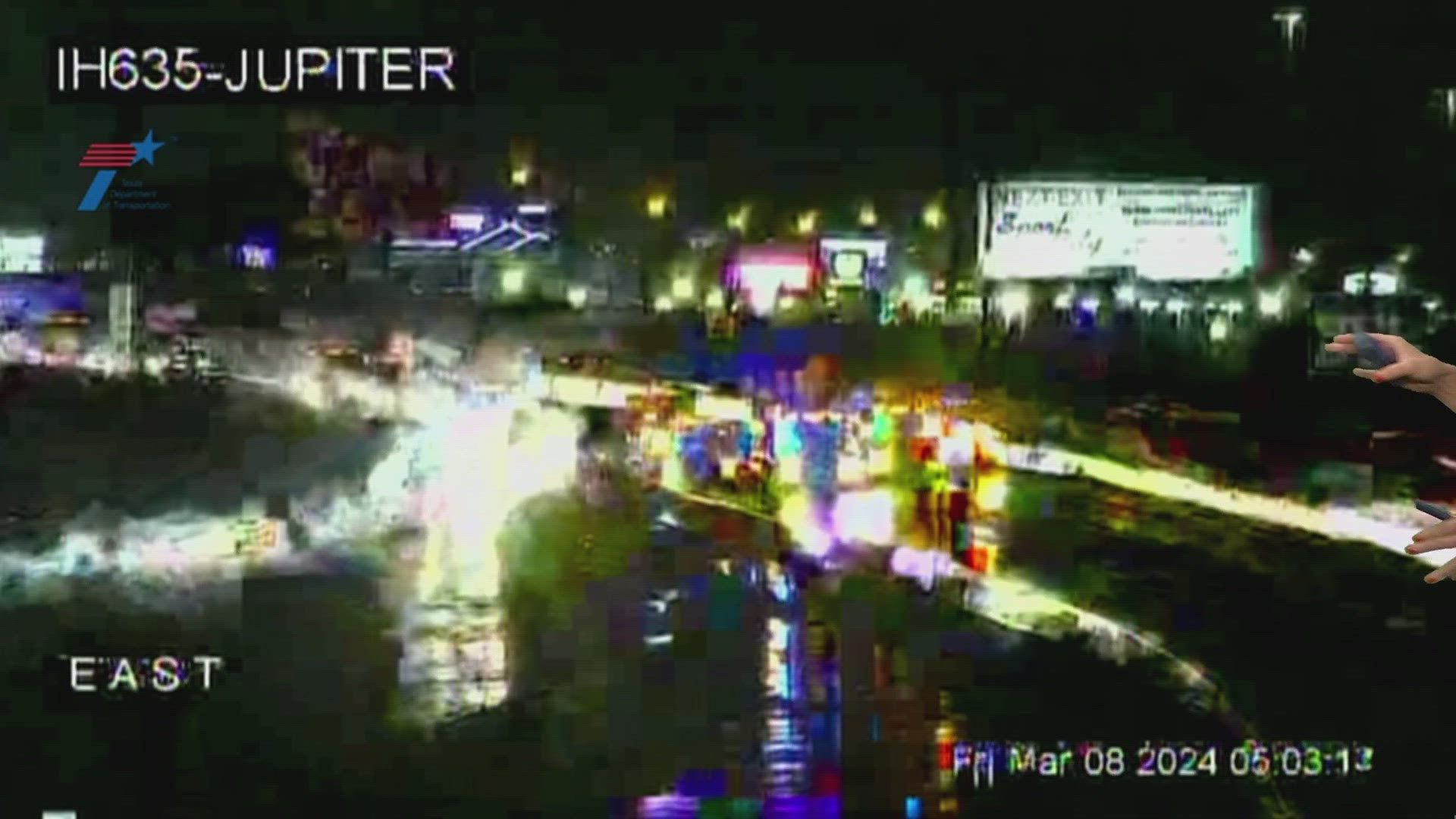 Westbound I-635 was shut down early Friday after a semi-truck crash.